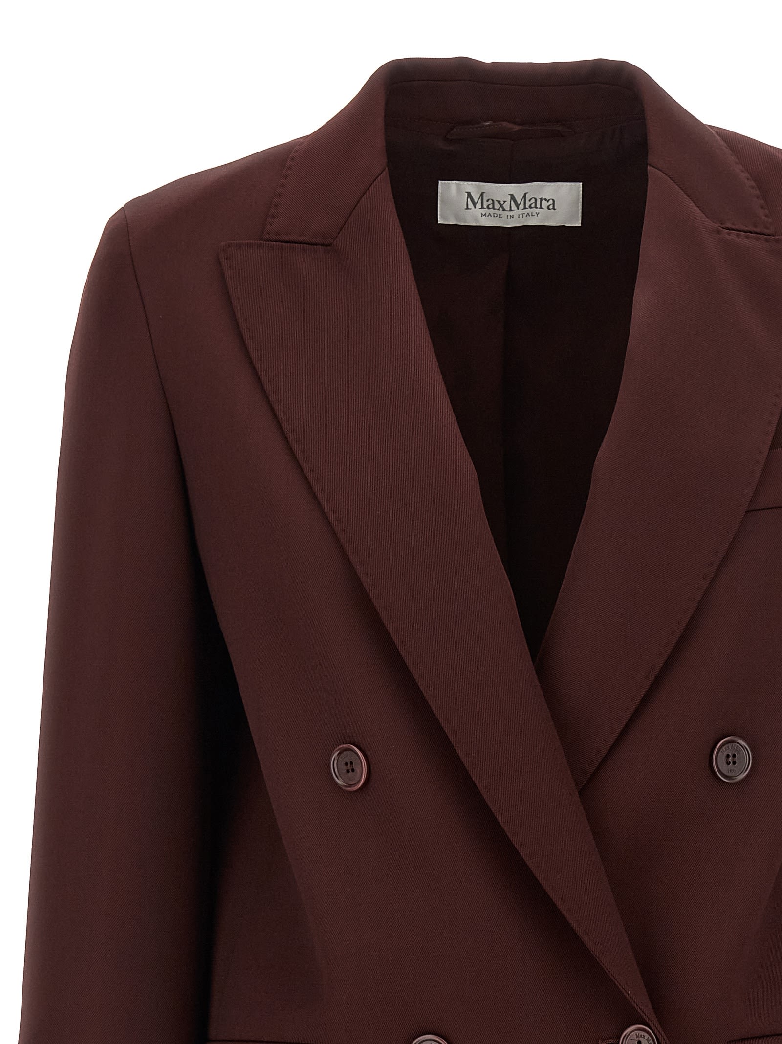 Max Mara Double-breasted Wool Blazer Jackets Bordeaux In Burgundy