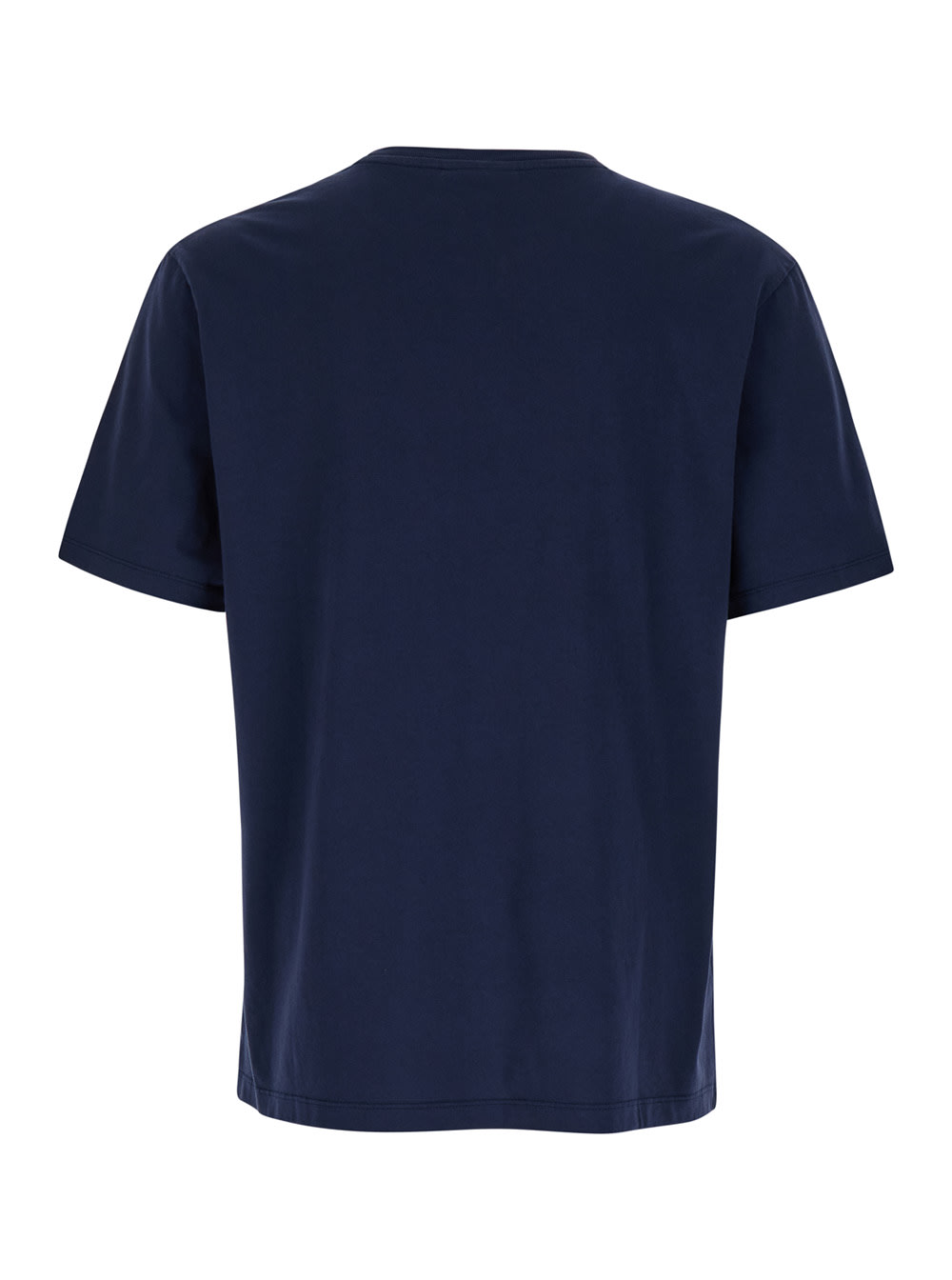 Shop Maison Kitsuné Blue T-shirt With Fox Head Patch In Cotton Man