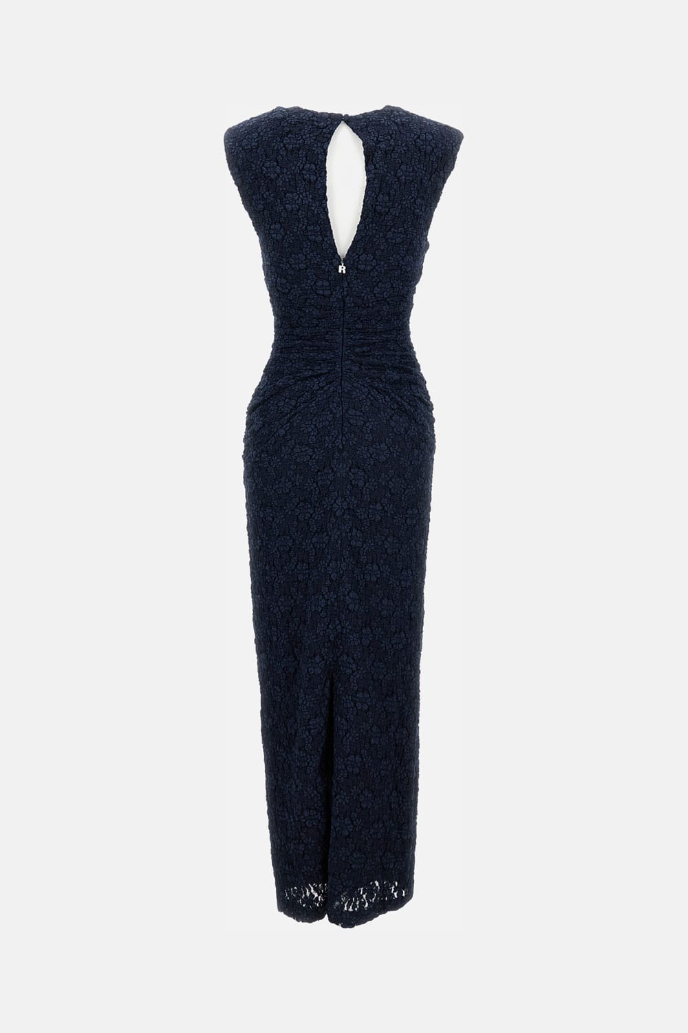 Rotate Birger Christensen Rotate Micro Lace Evening Dress With Cut-out Detail In Blue