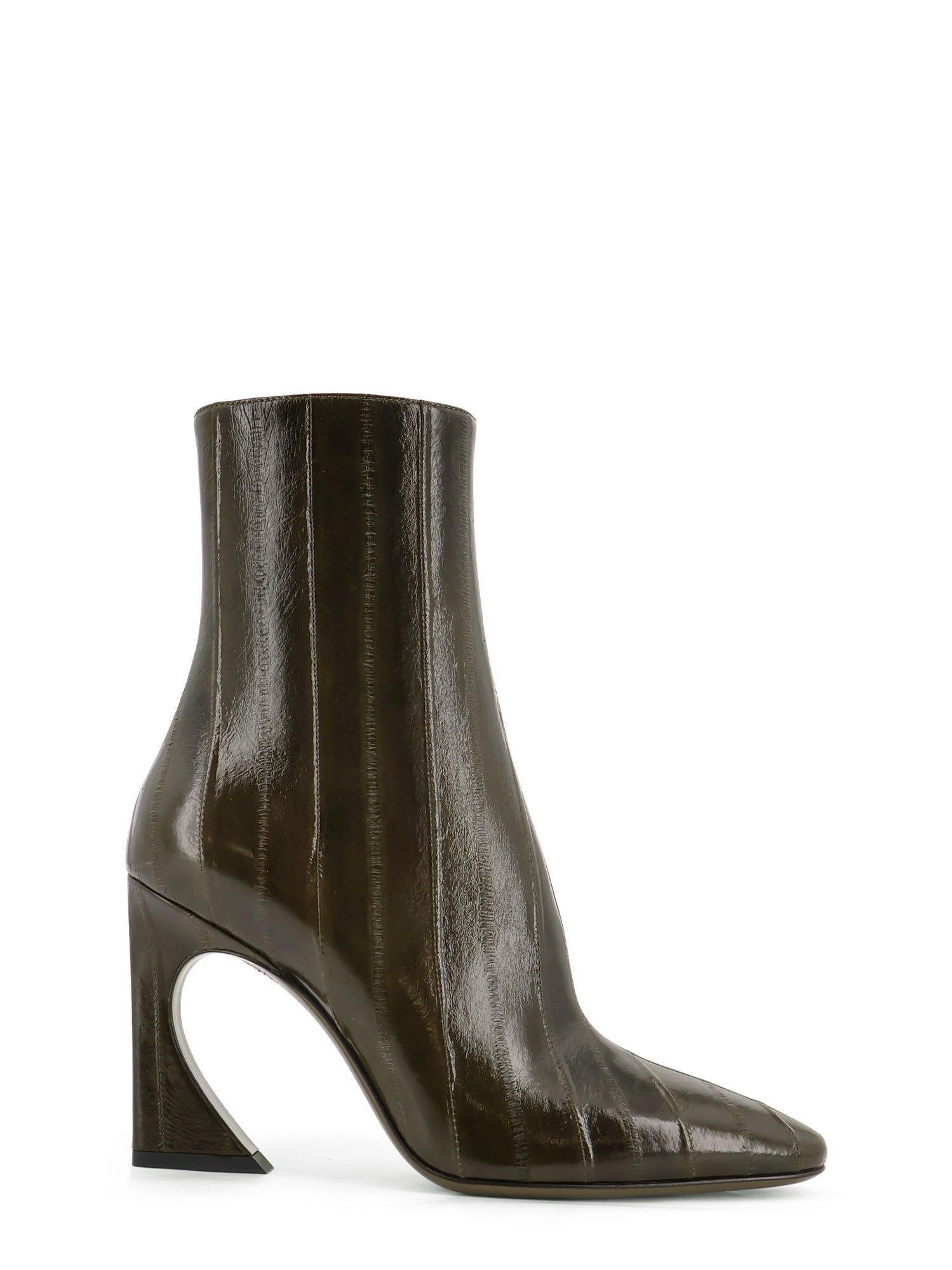 Fendi Arco Hagfish Leather Ankle Boots In Green
