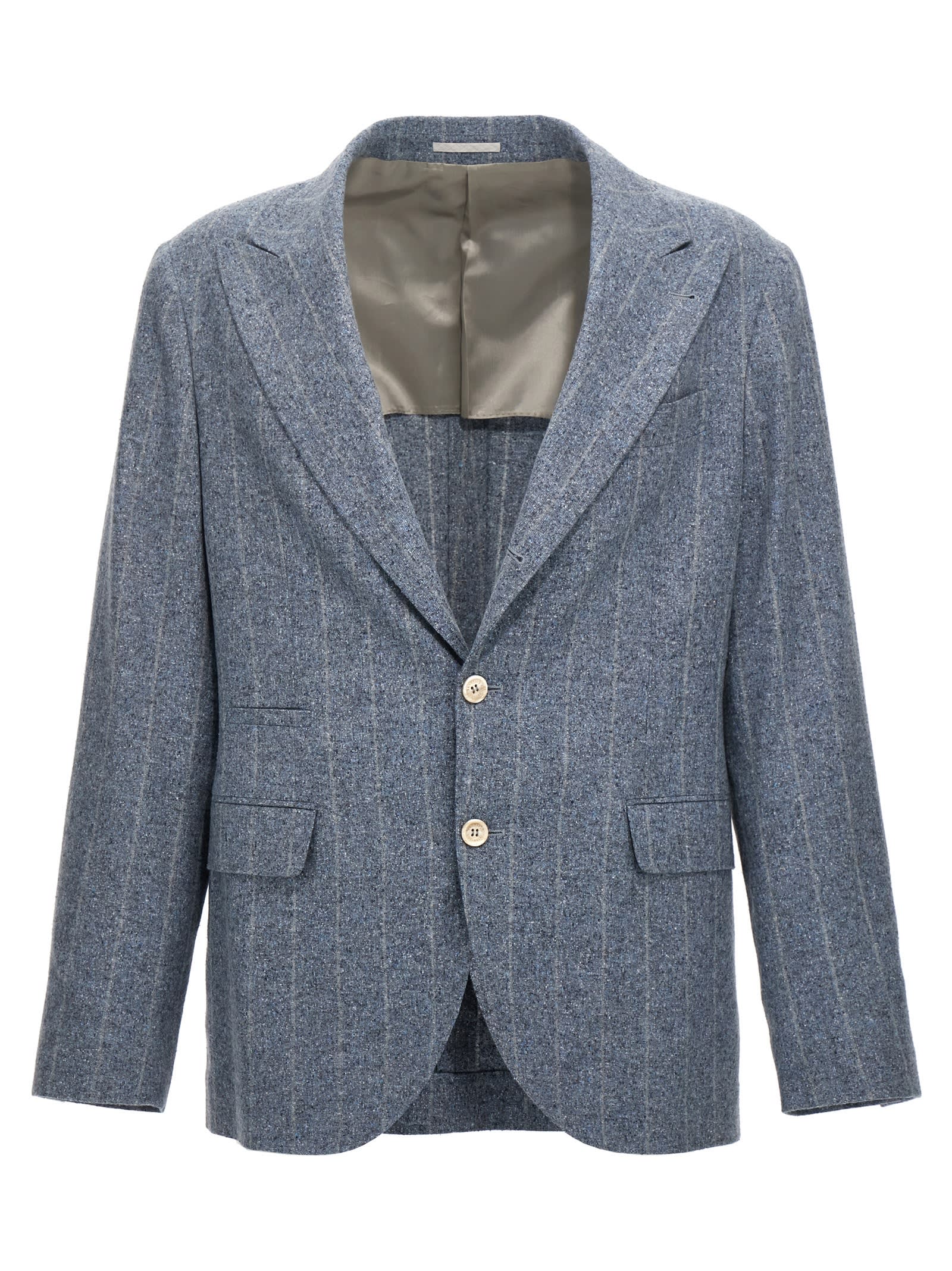 Shop Brunello Cucinelli Pinstripe Blazer In Light Blue