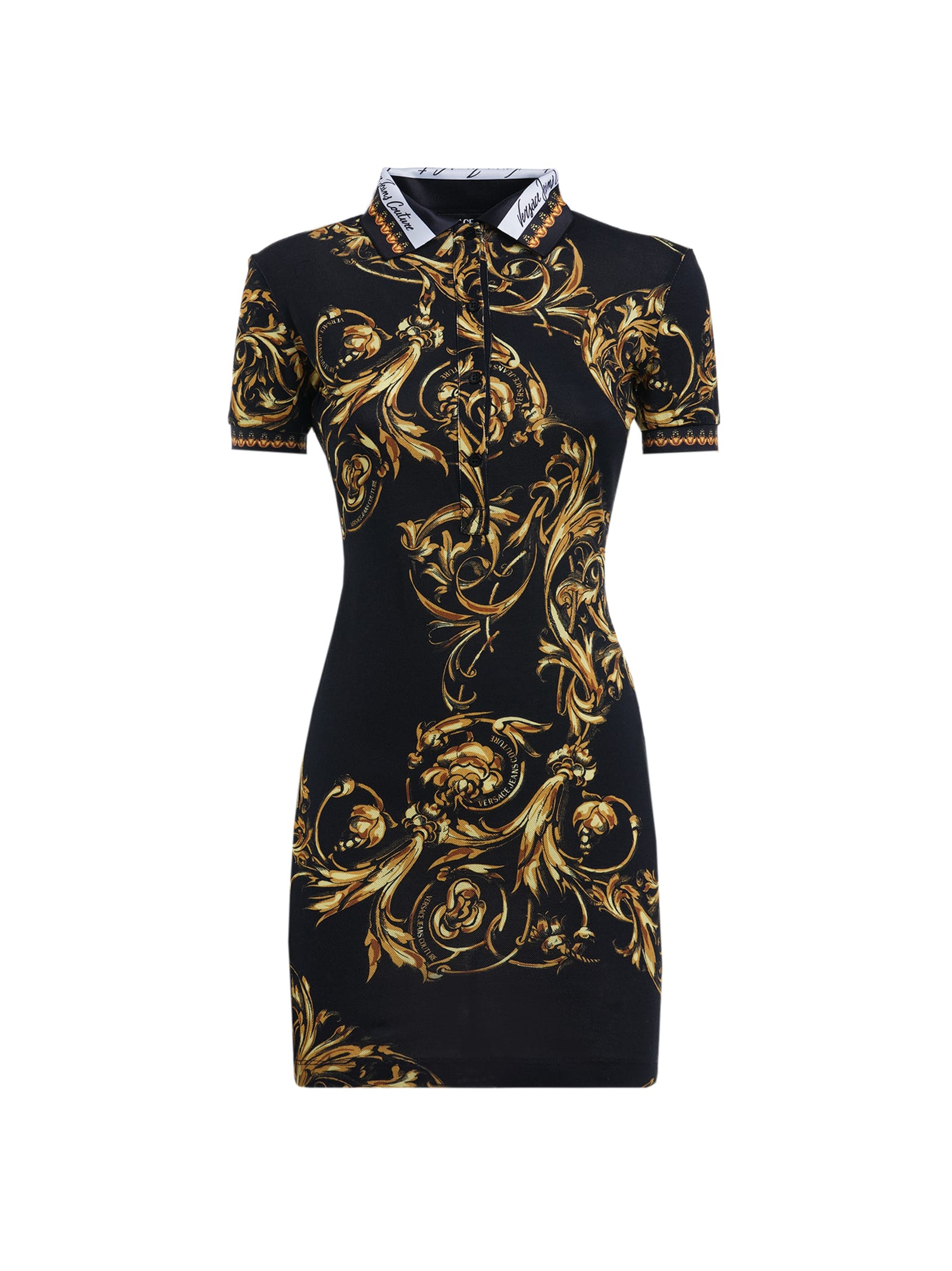 Versace Jeans Couture Print Piquet And Jacquard Polo Dress