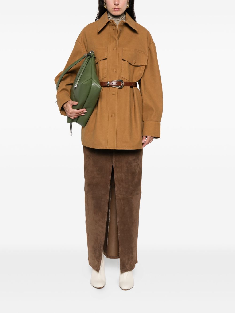 Stella Mccartney Faux Suede Leather Overshirt In Orange