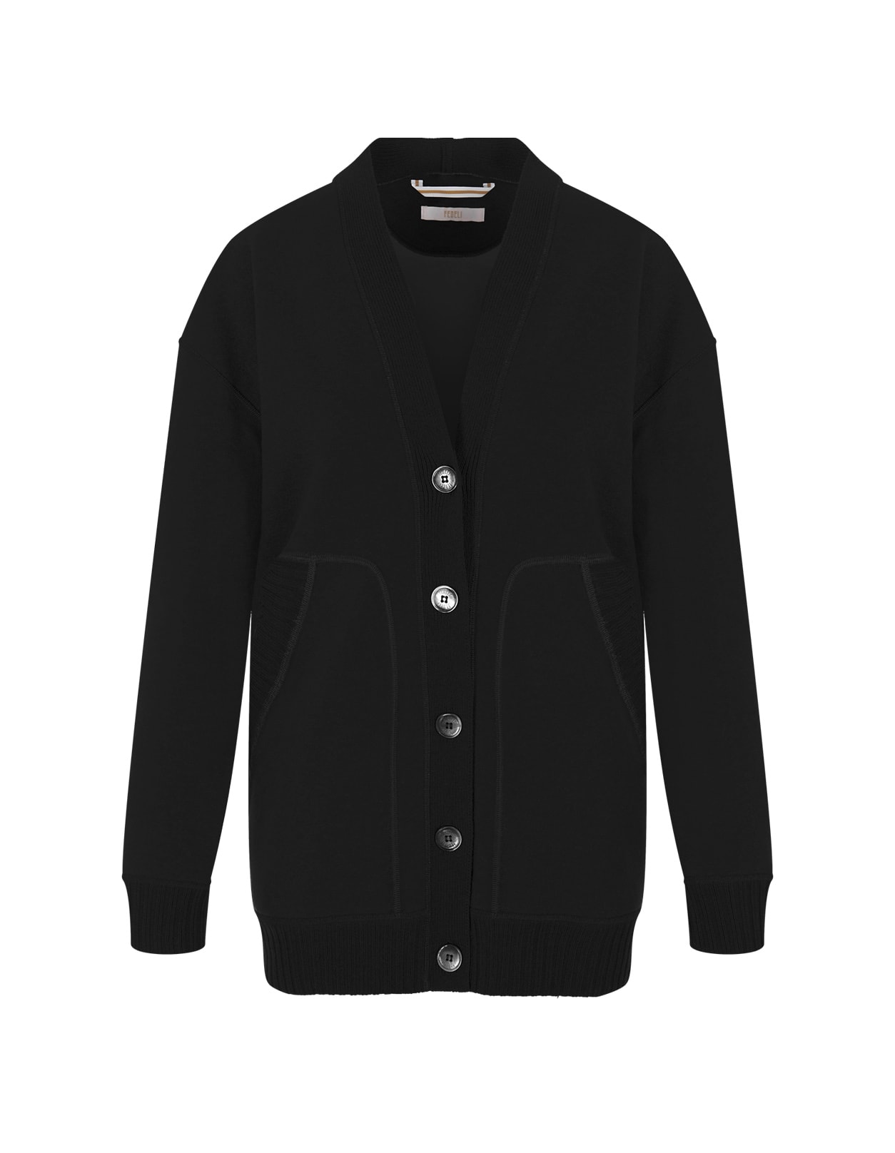 Shop Fedeli Maxi Cardigan With Buttons In Black Cashmere