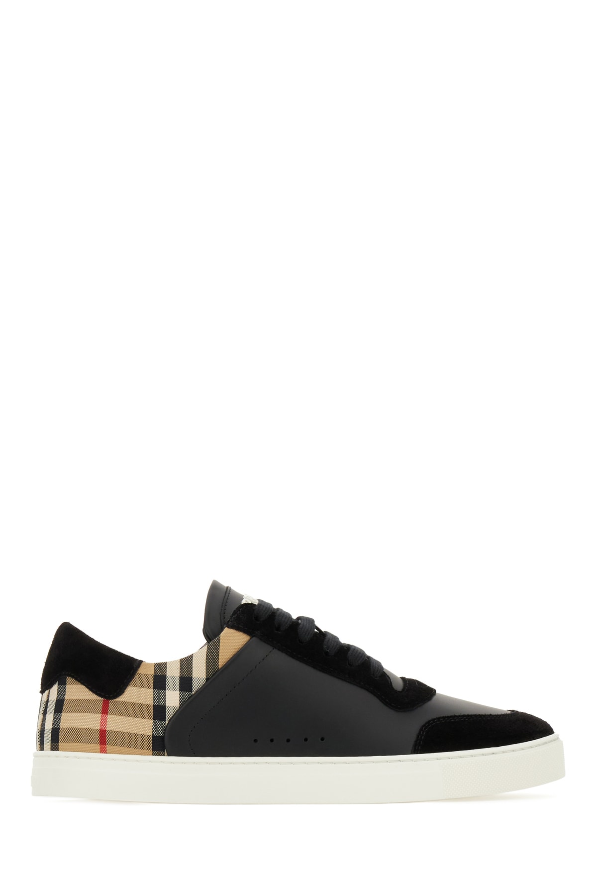 Shop Burberry Multicolor Fabric And Leather Sneakers In Blackarbeigeipchk