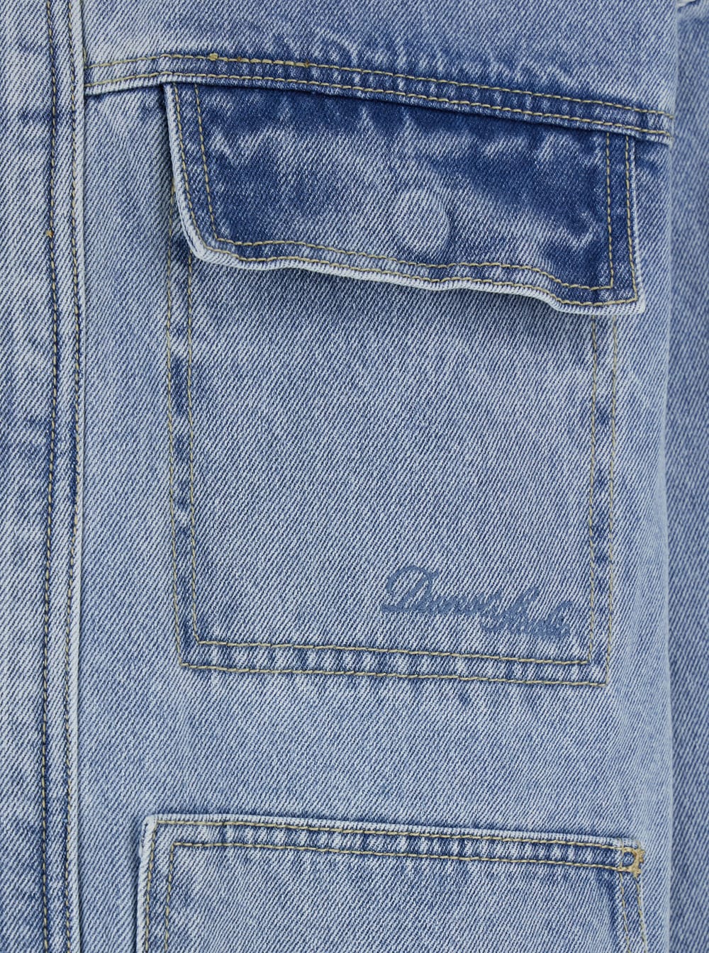 Dunst Light Blue Jacket With Contrast Collar And Patch Pockets On The Chest In Light Blue