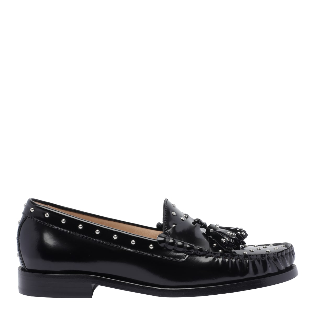 Stuart Weitzman Loafers With Studded Detailing And Tassel Embellishment In Black