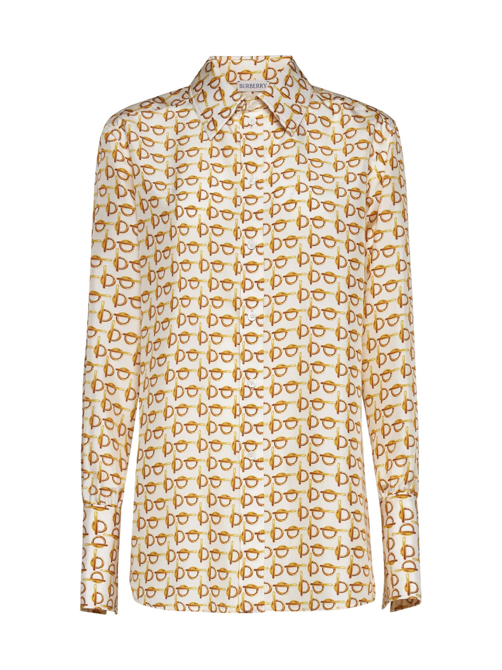 Shop Burberry Shirt In Gold/white