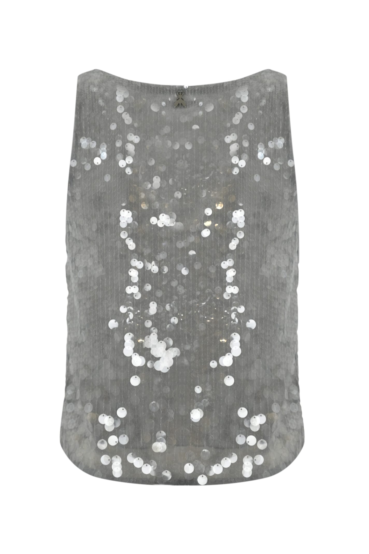Shop Patrizia Pepe Sequin Top In Glass Grey Sequins