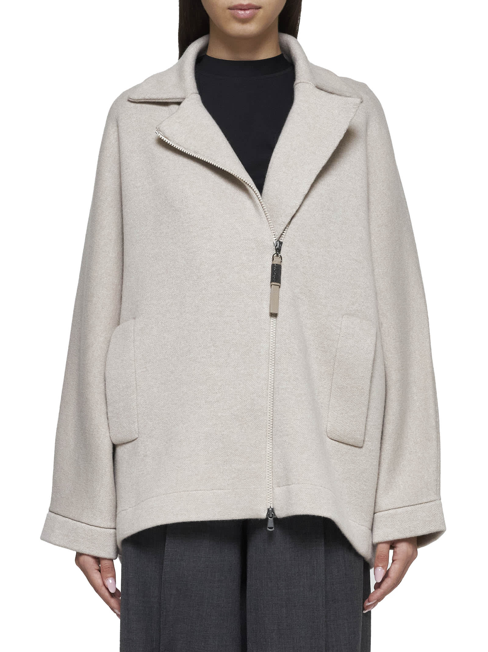 Shop Brunello Cucinelli Cardigan In Feather Nebbia