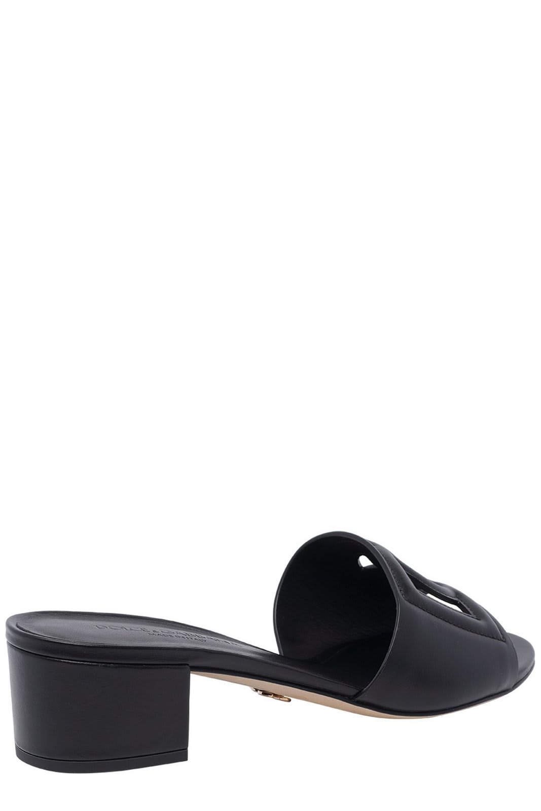 Shop Dolce & Gabbana Cut-out Logo Detailed Slides In Black