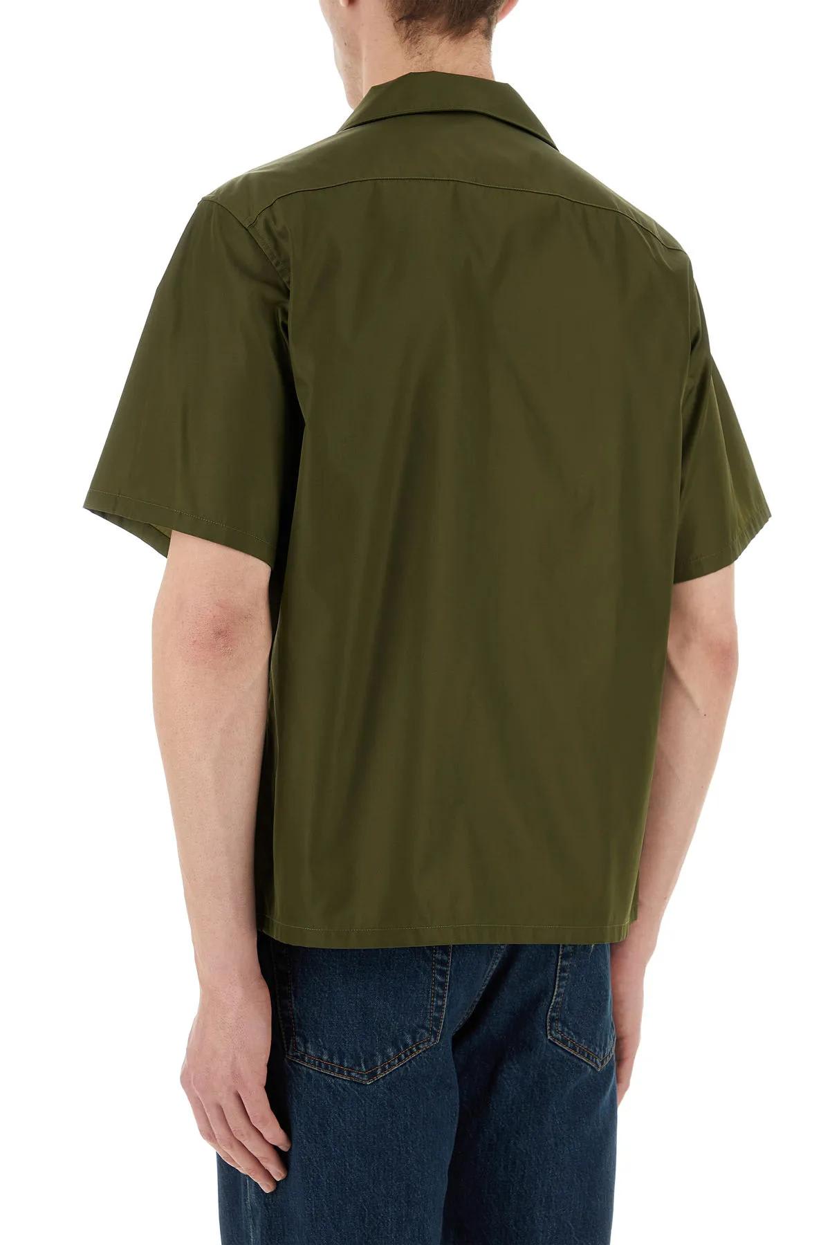 Shop Prada Olive Green Re-nylon Shirt In Loden