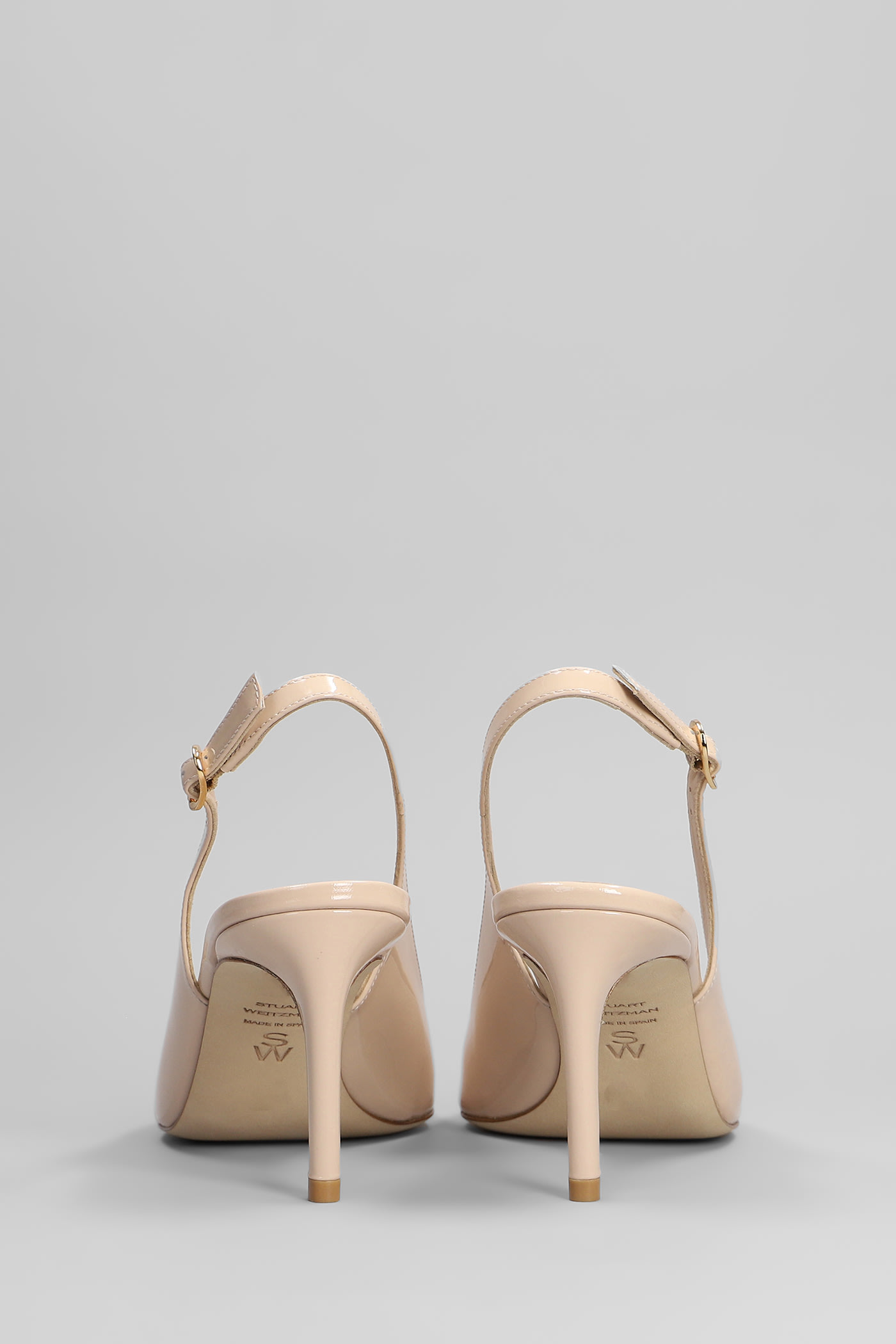 Stuart Weitzman Stuart Power Slgbk 7 Pumps In Beige Patent Leather In Beige