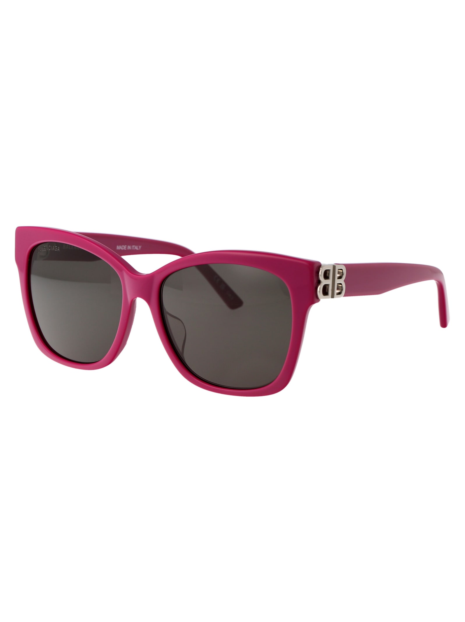 Shop Balenciaga Bb0102sa Sunglasses In 013 Fuchsia Silver Grey