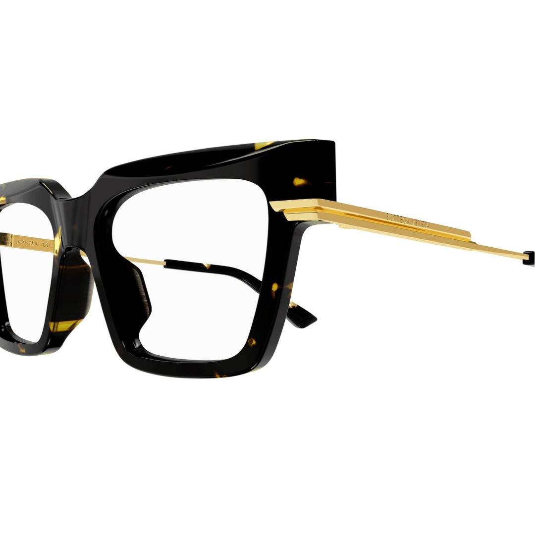 Shop Bottega Veneta Square Frame Glasses In 002 Havana Gold Transpare