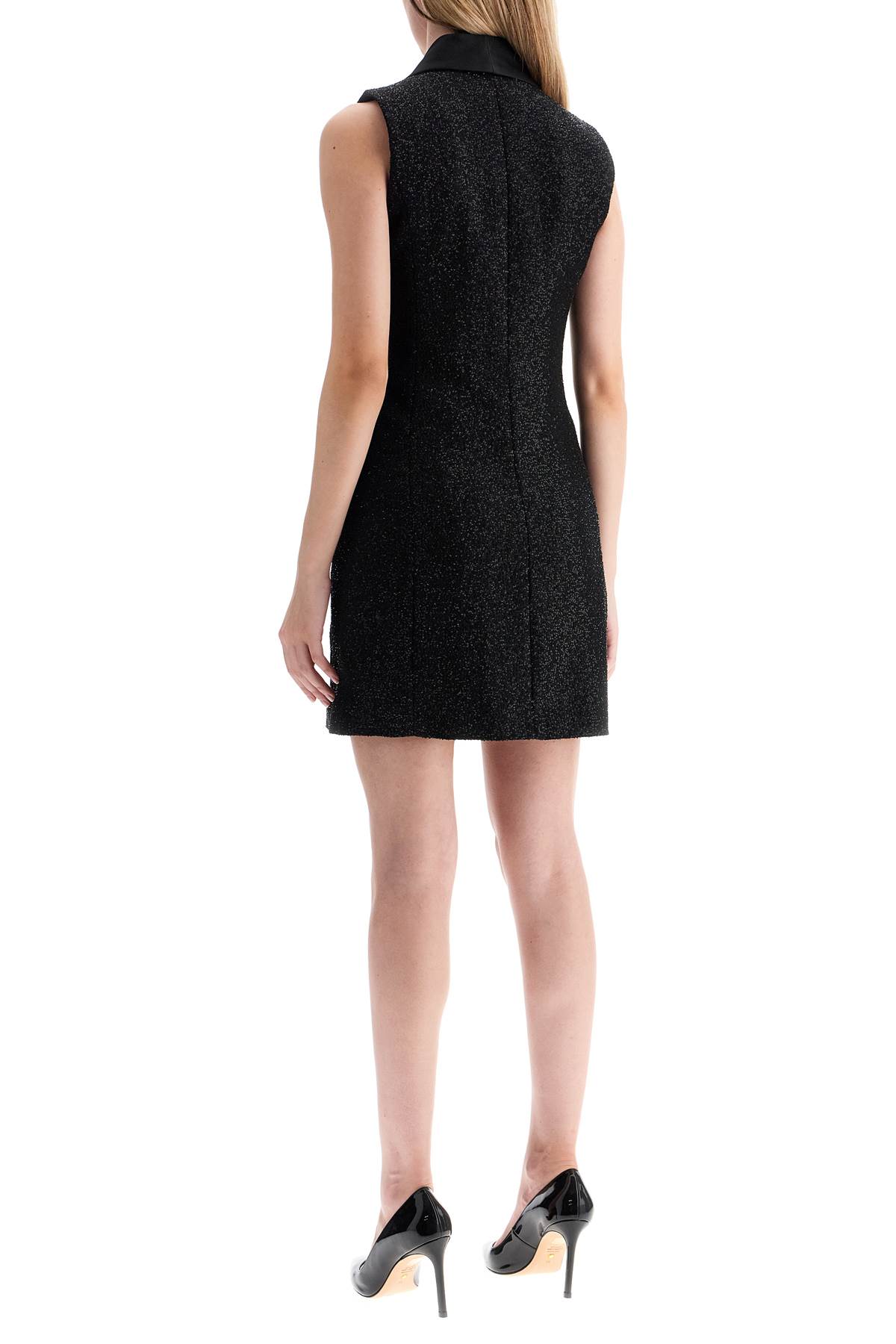 Shop Max Mara Tower Dress In Satin And Sequins With In Nero (black)