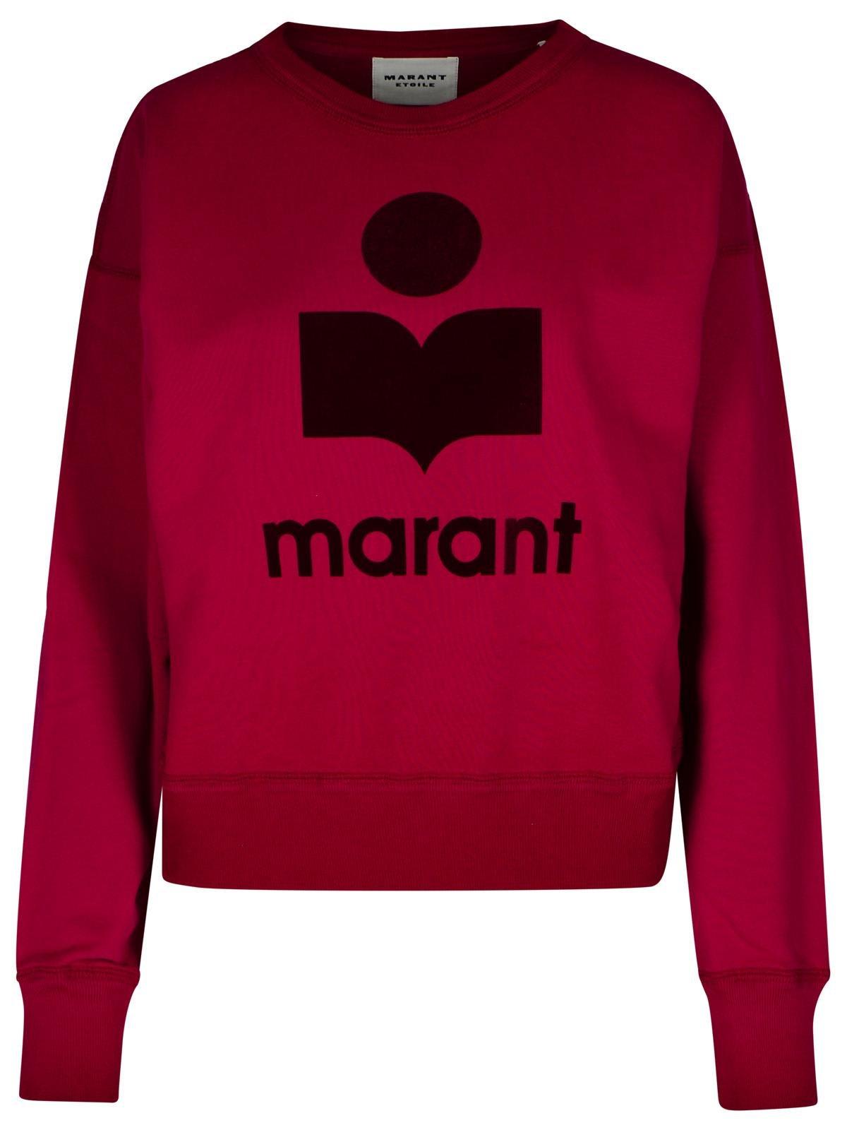 Shop Marant Etoile Moby Logoprinted Crewneck Sweatshirt In Fuchsia