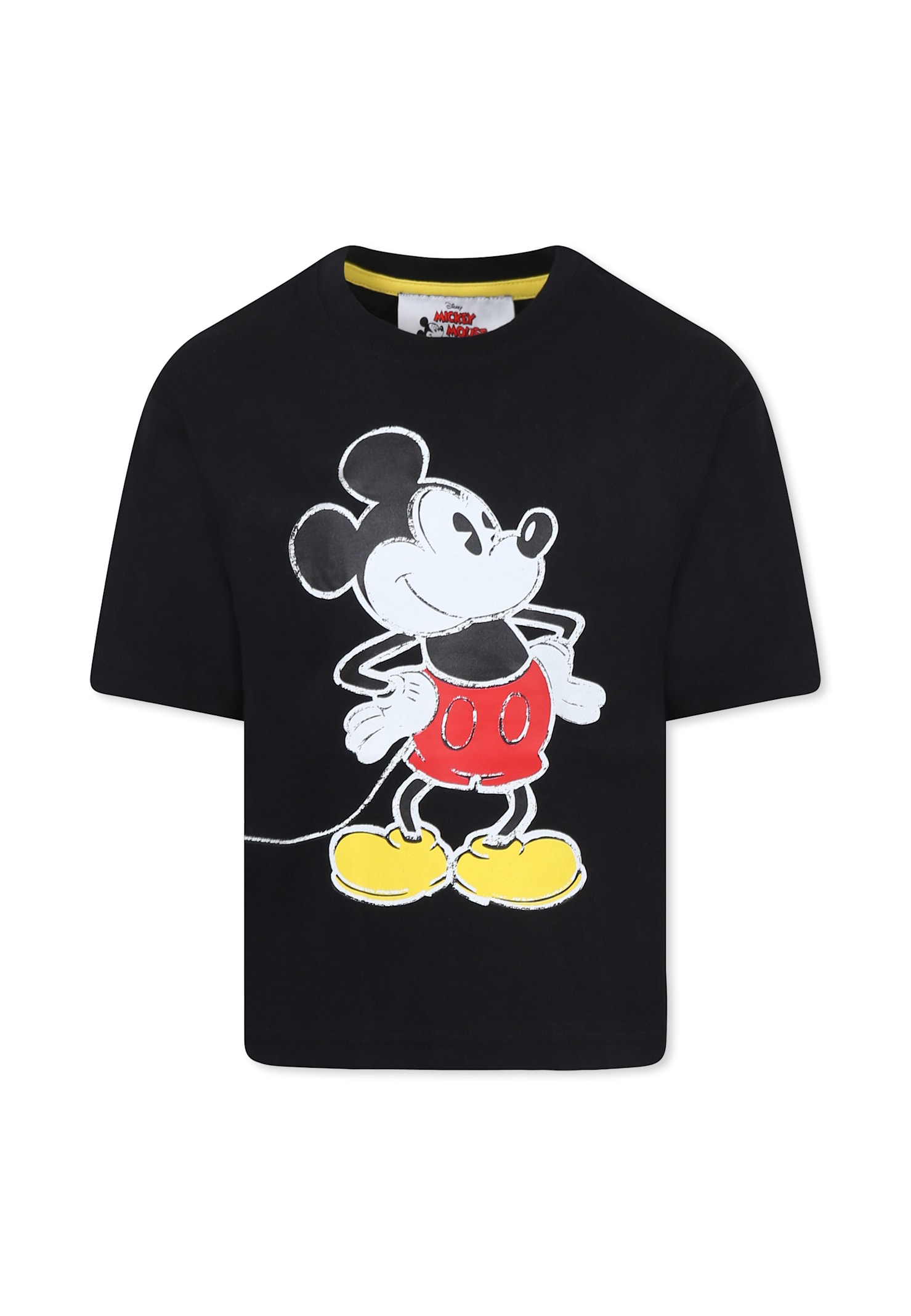 Marc Jacobs Black T-shirt With Mickey Mouse Print On Front And Back In Cotton Boy In Black