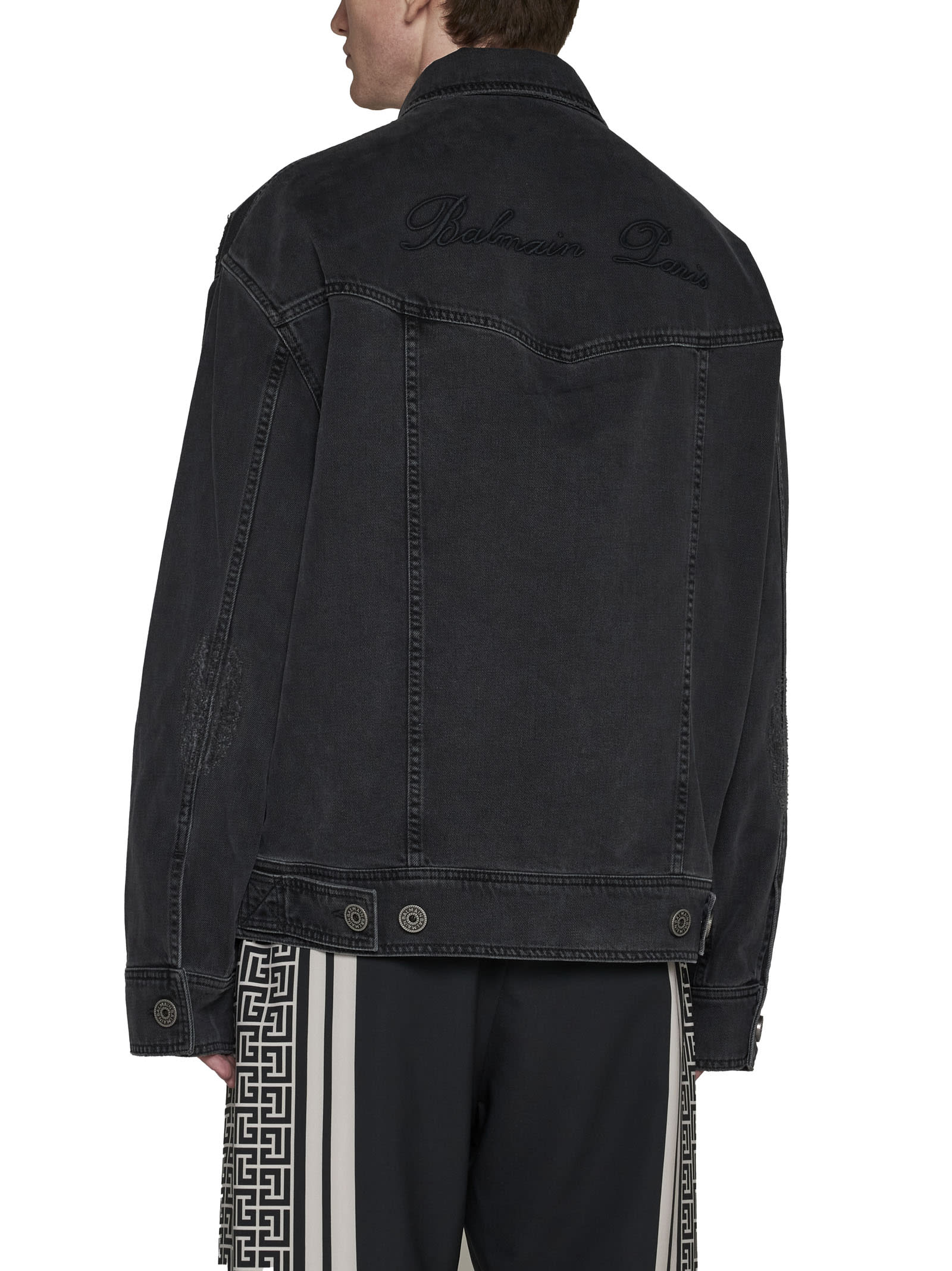 Shop Balmain Black Denim Jacket In Noir