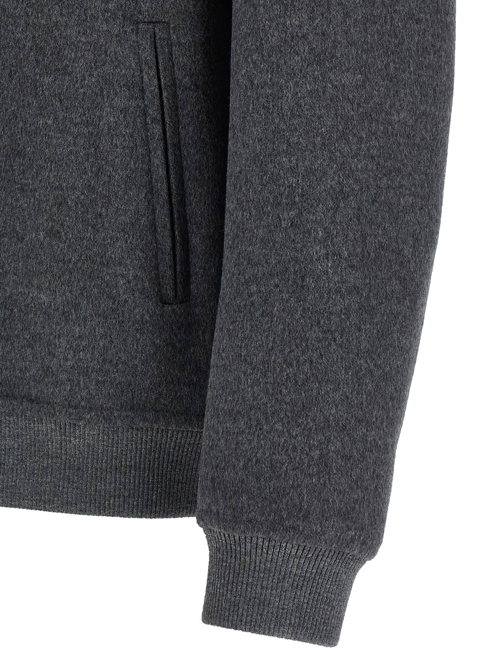 Fendi Men Double Wool Jacket With Ff Detail In Gray