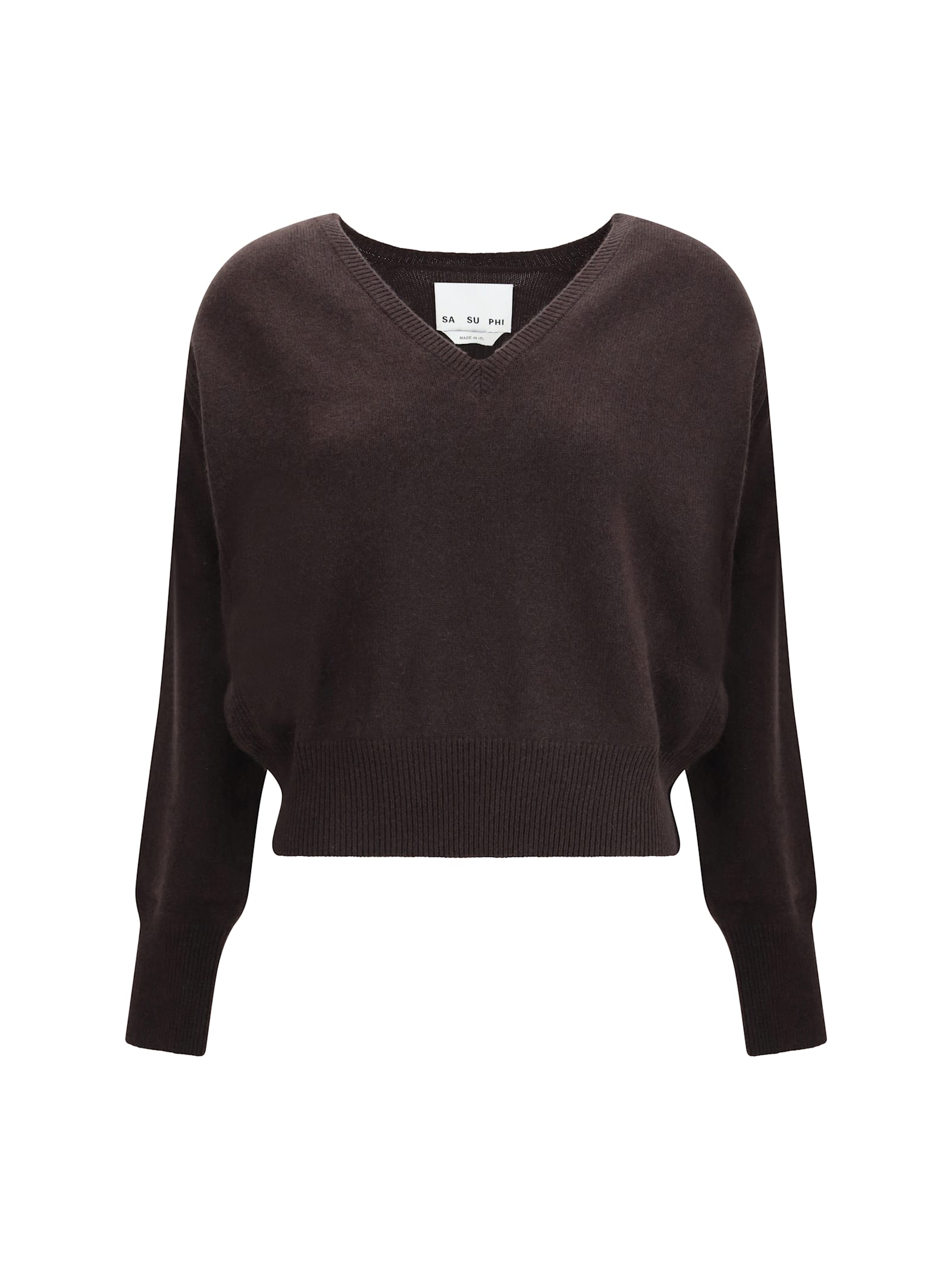 Sa Su Phi Lavinia V Neck Cashmere Sweater In Brown
