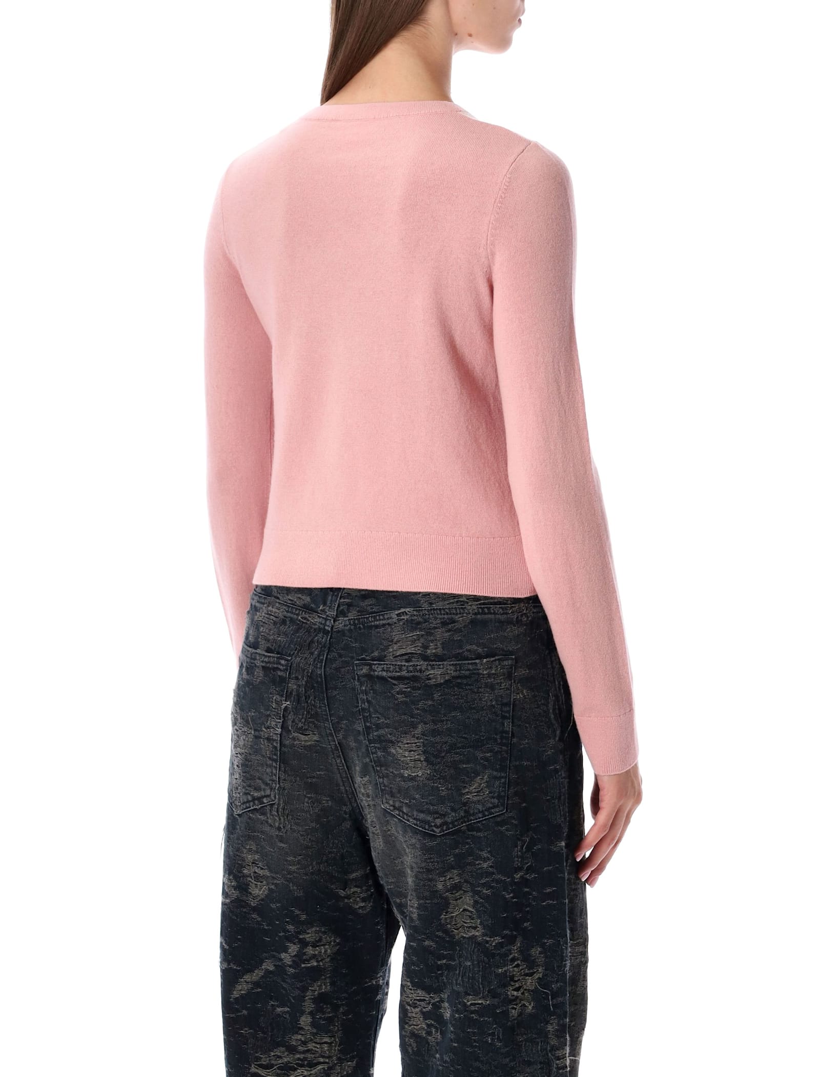 Diesel Cut-out Jumper In Argyle Wool In Pink