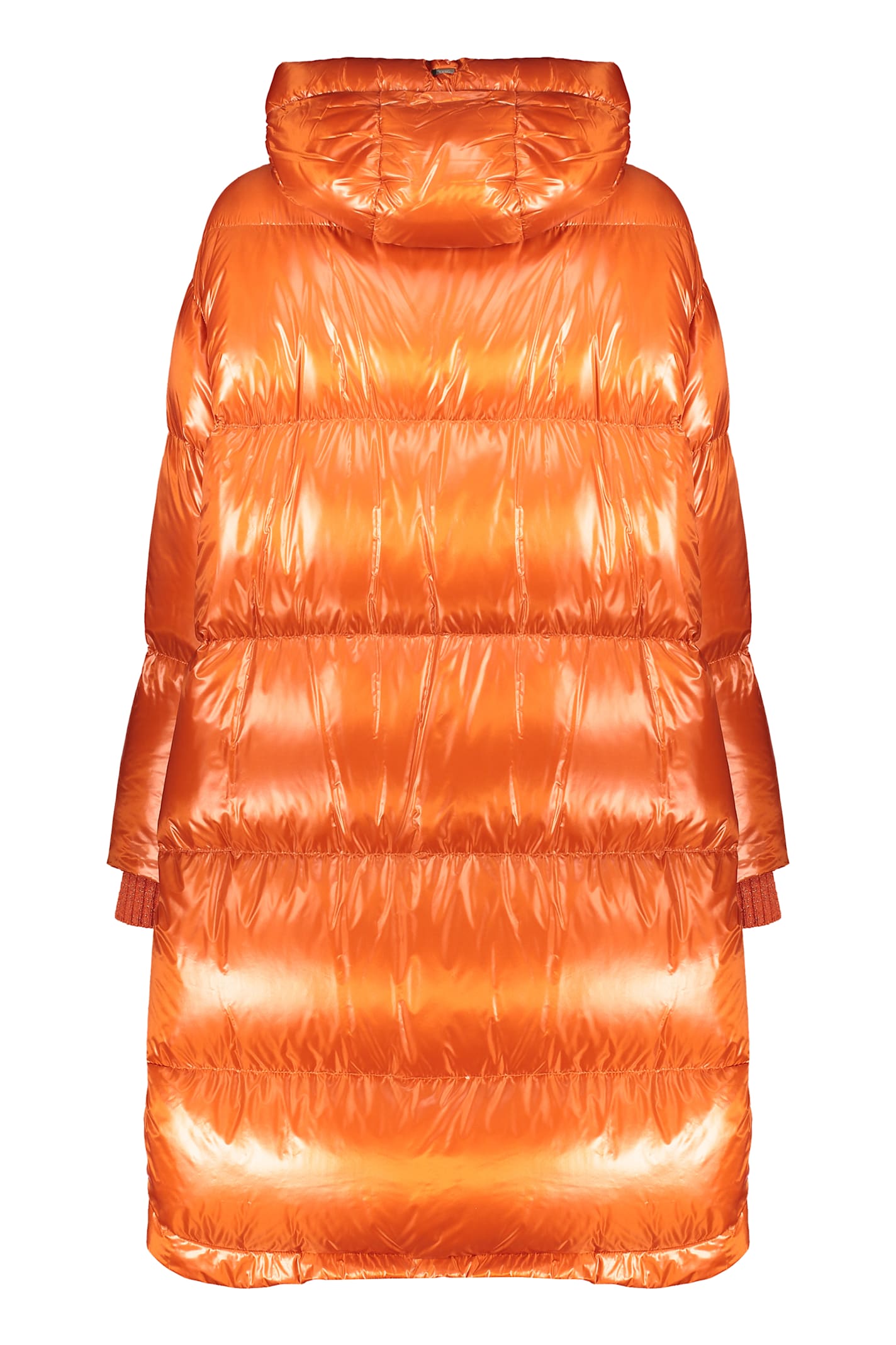Herno Orange Down Jacket With Hood And Pockets In Orange