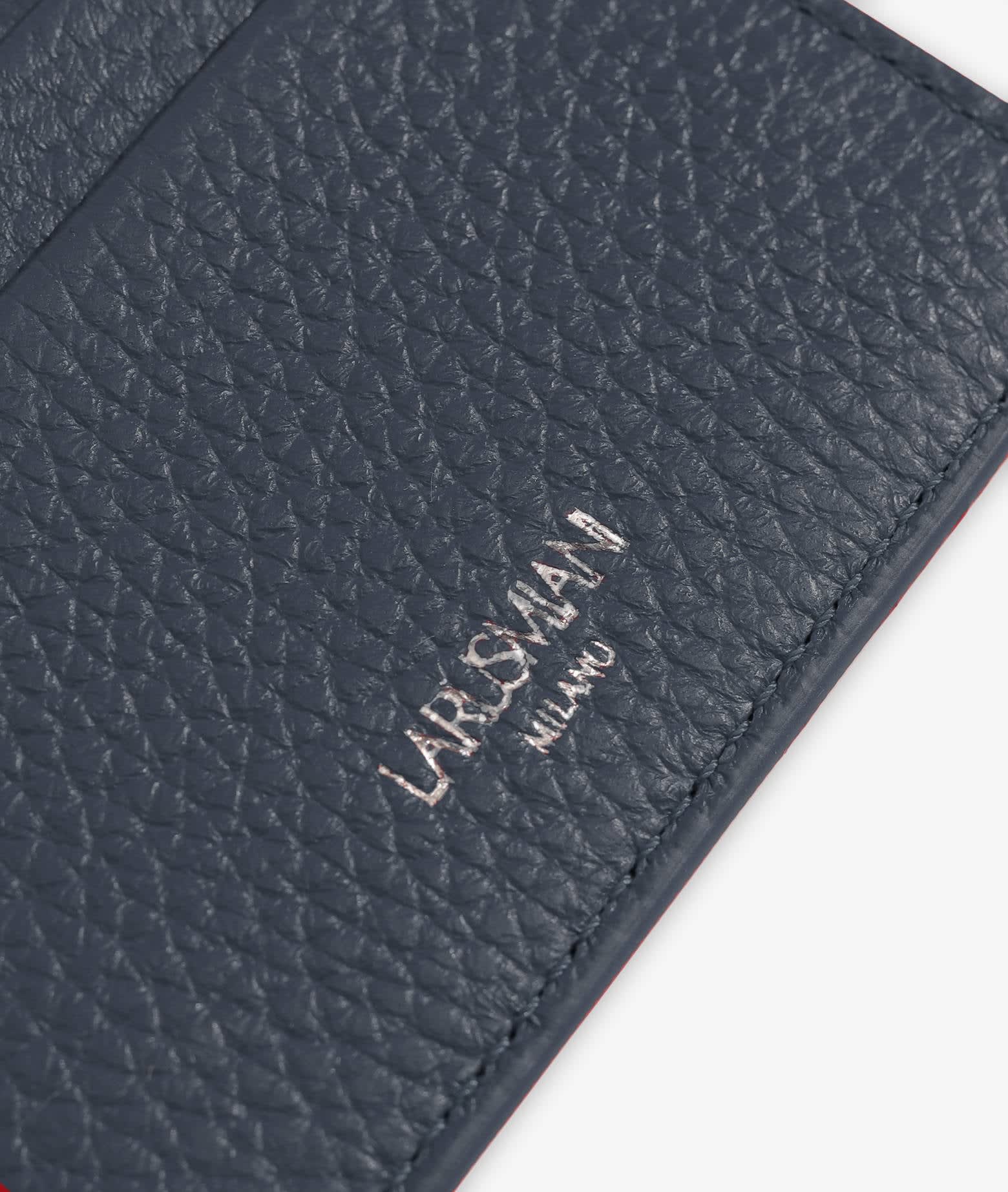 Larusmiani Horizontal Alligator Card Holder Capital Wallet In Blue