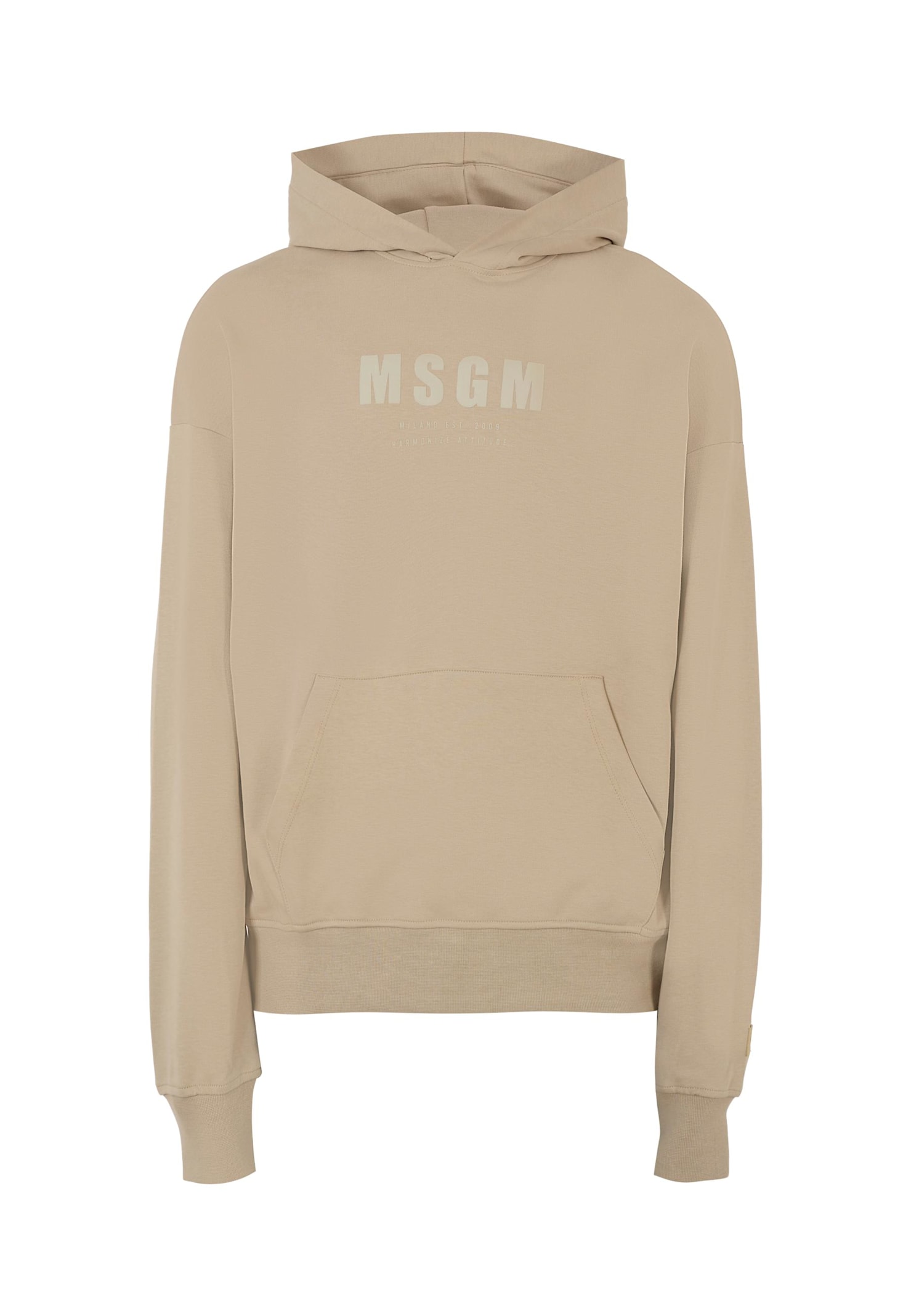 Msgm Beige Sweatshirt For Kids With Logo In Multi