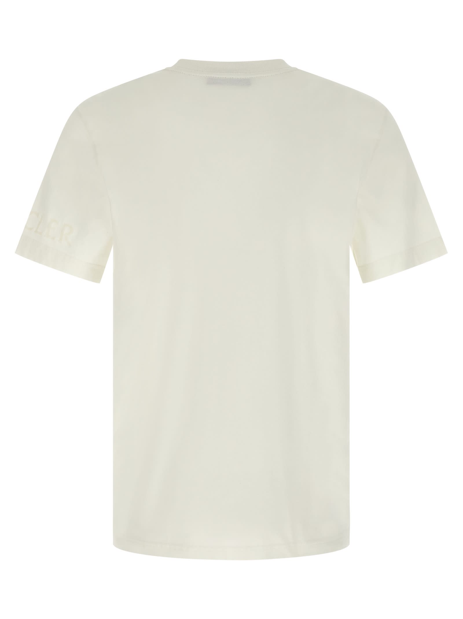 Moncler Cotton Jersey T-shirt With Contrasting Logo Patch In White