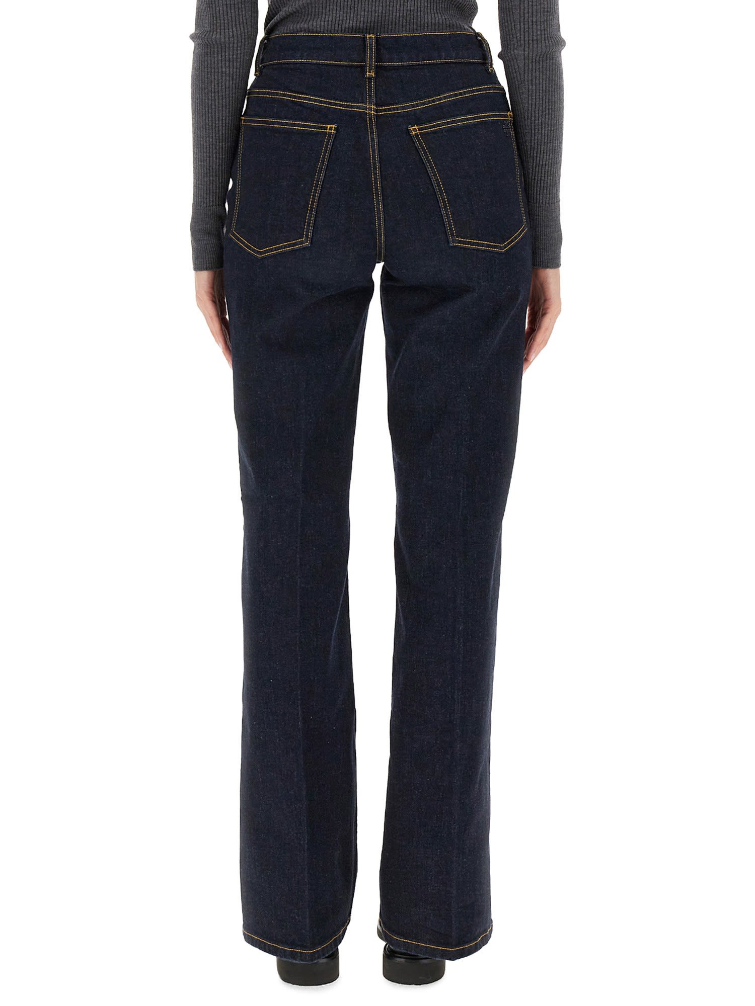 Shop Tory Burch Stretch Boot Leg Jeans In Dark Wash