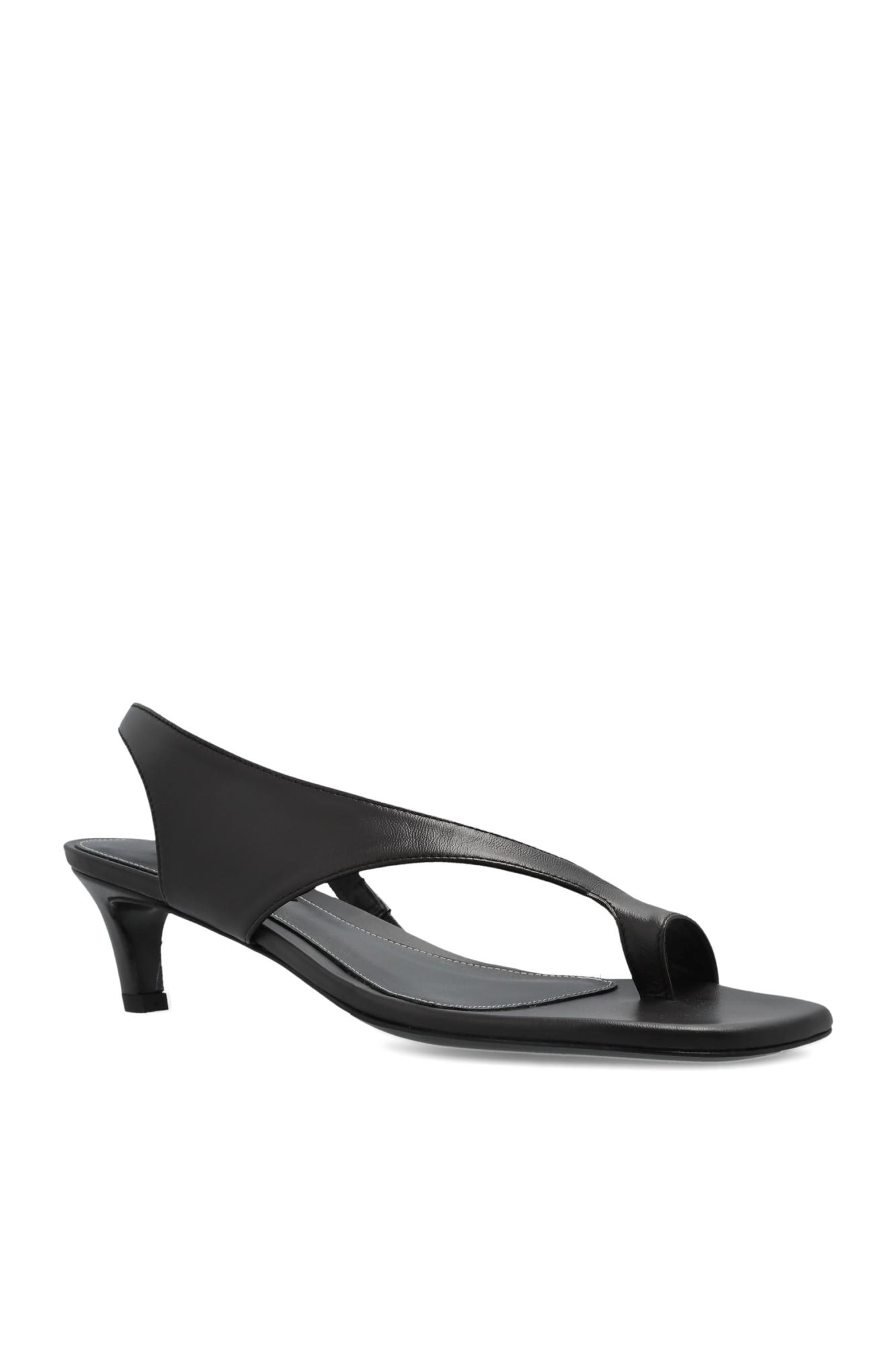 Totême Toteme Leather Heel Thong Sandals In Black