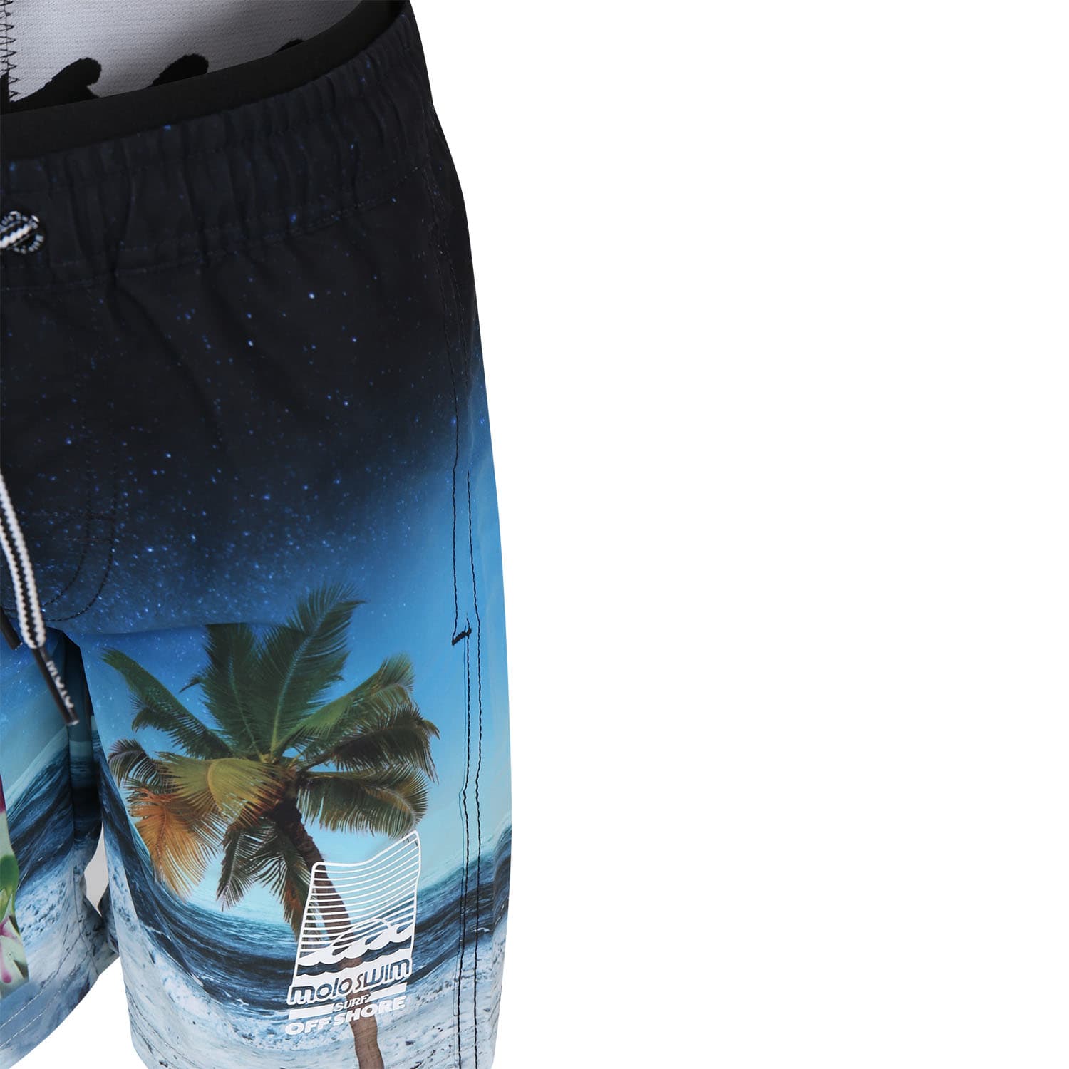 Shop Molo Black Swim Shorts For Boy With Surfboard Print In Multicolor