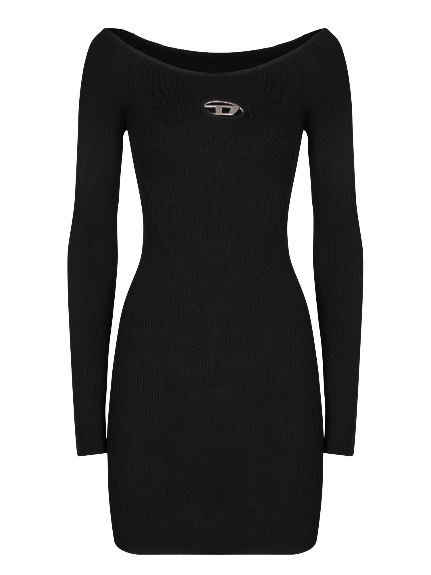 Shop Diesel Doval Viscose Black Mini Dress