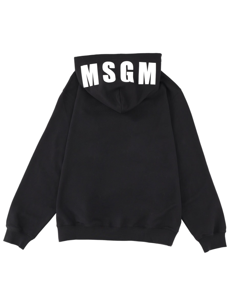 Msgm Hooded Knitwear Kangaroo Pocket In Black