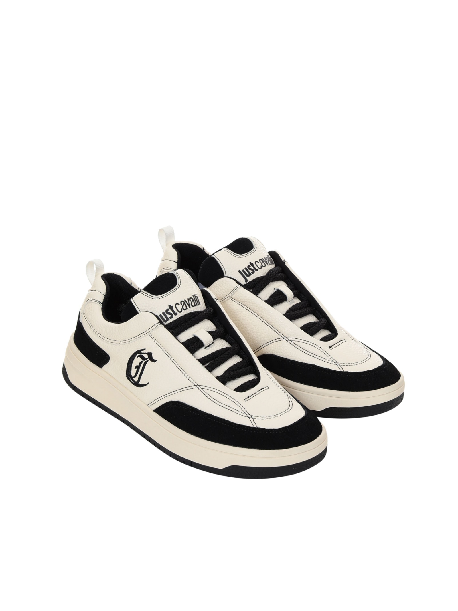 Just Cavalli Logo-detail Leather Sneaker In White
