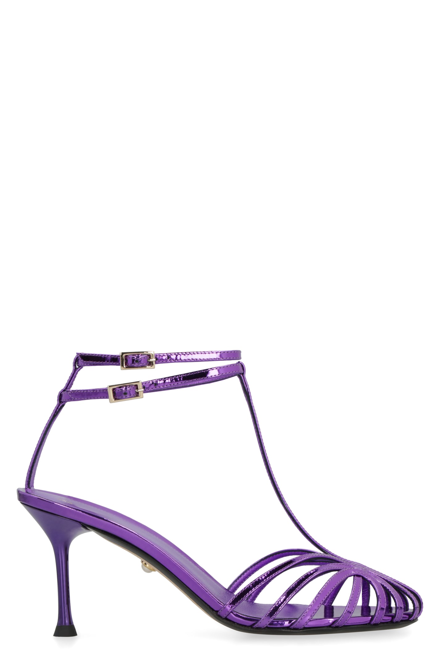 Shop Alevì Jessie Leather Sandals In Purple