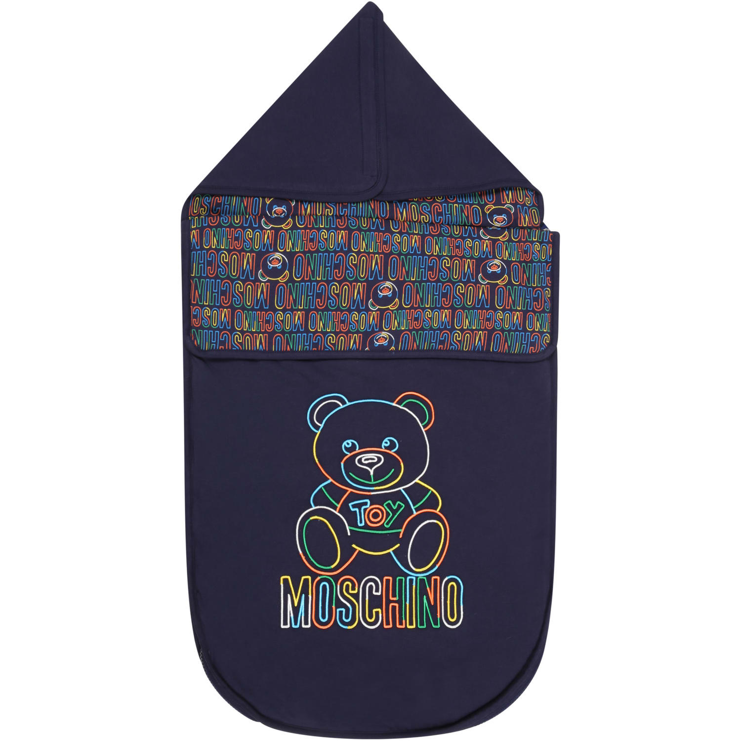 Moschino Blue Sleeping Bag For Baby Boy With Teddy Bears