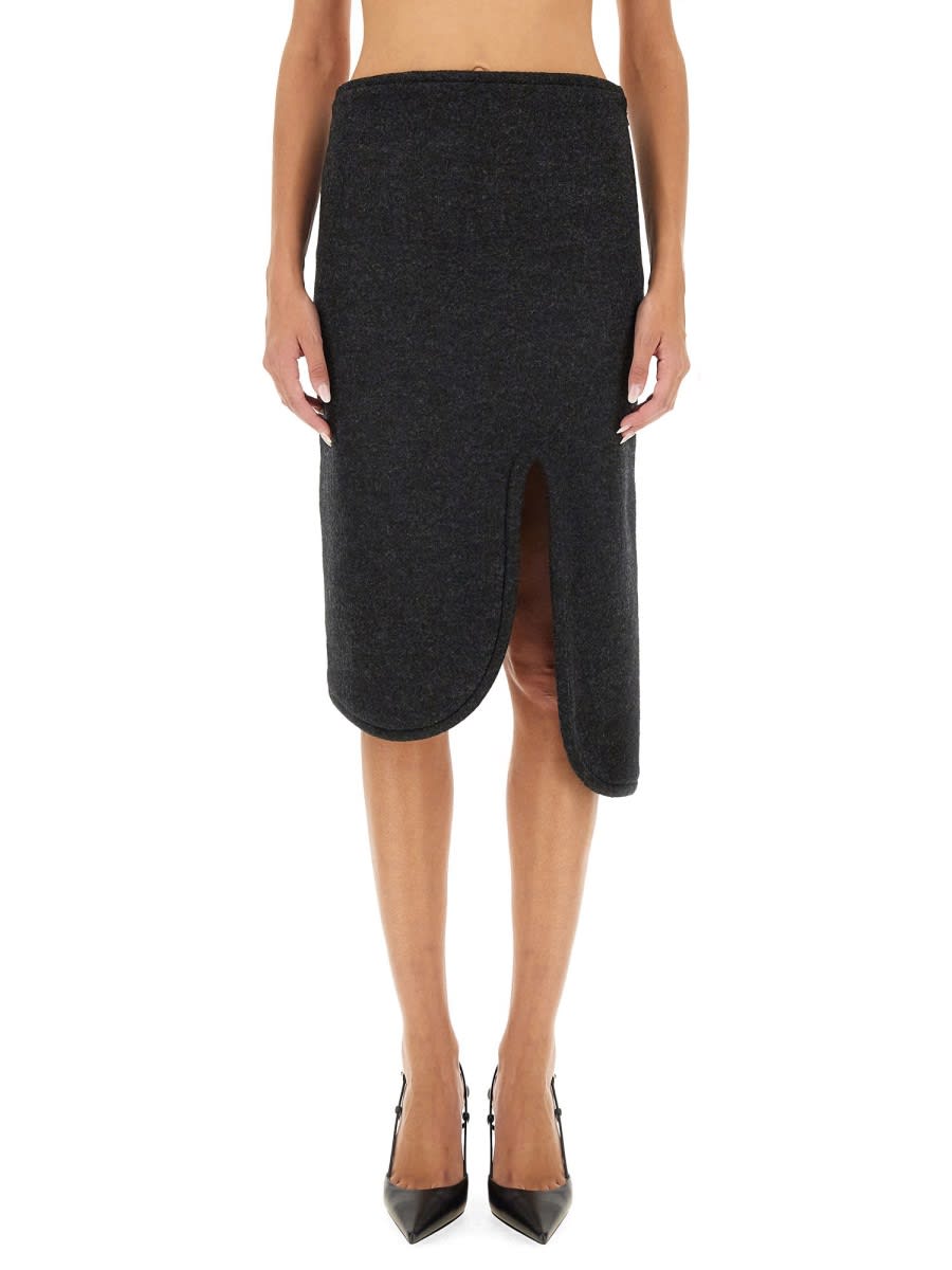 Shop Victoria Beckham Padded Skirt With Tube Detail In Grey