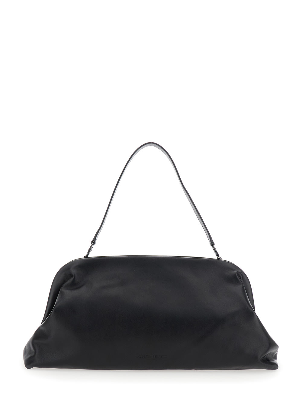 Alberta Ferretti Women Black Handbag With Removable Handle And Clasp Closure In Leather Woman In Black