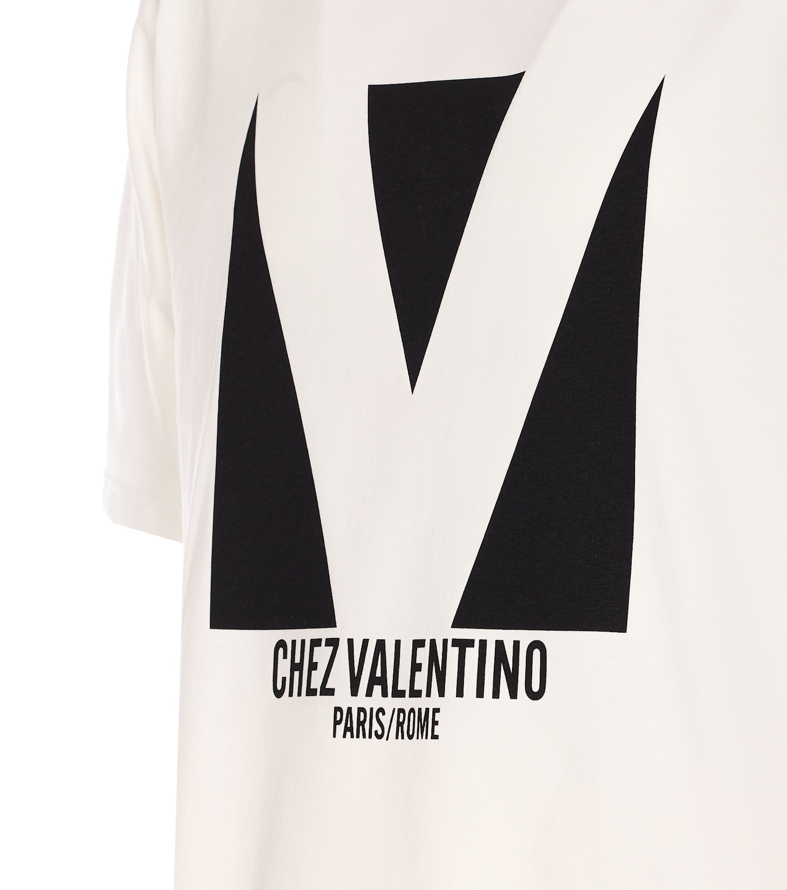Valentino Crewneck T-shirt With Frontal Logo Print In White