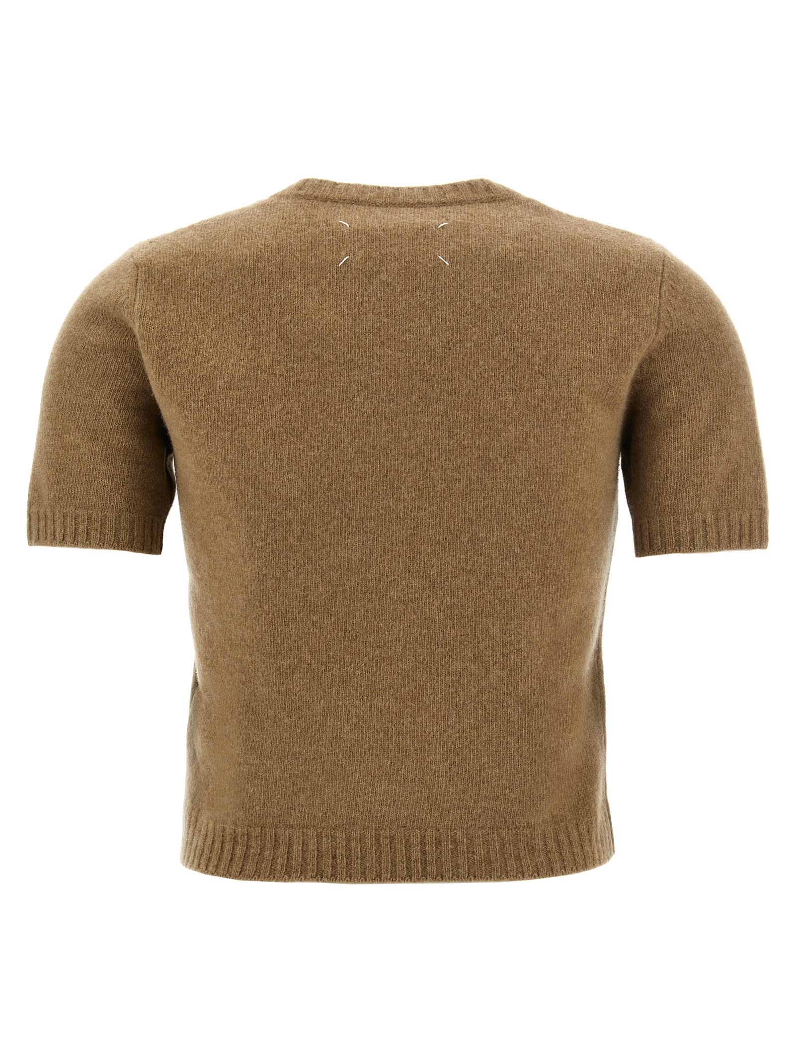 Shop Maison Margiela Short Sleeve Sweater In Beige