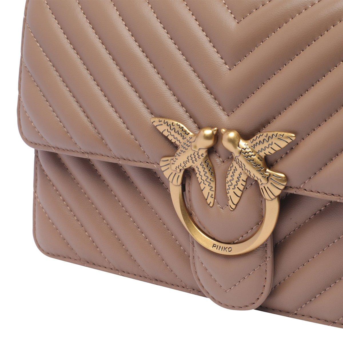 Pinko Love One Classic Chain-linked Crossbody Bag In Ginger Biscuit