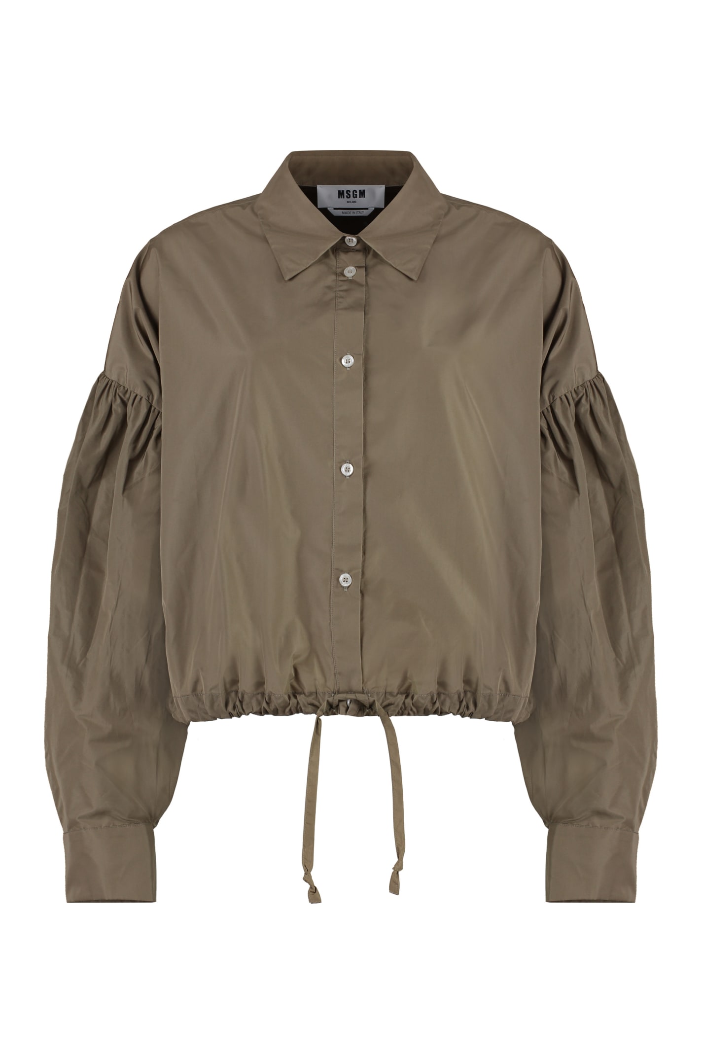 Shop Msgm Taffeta Shirt In Beige