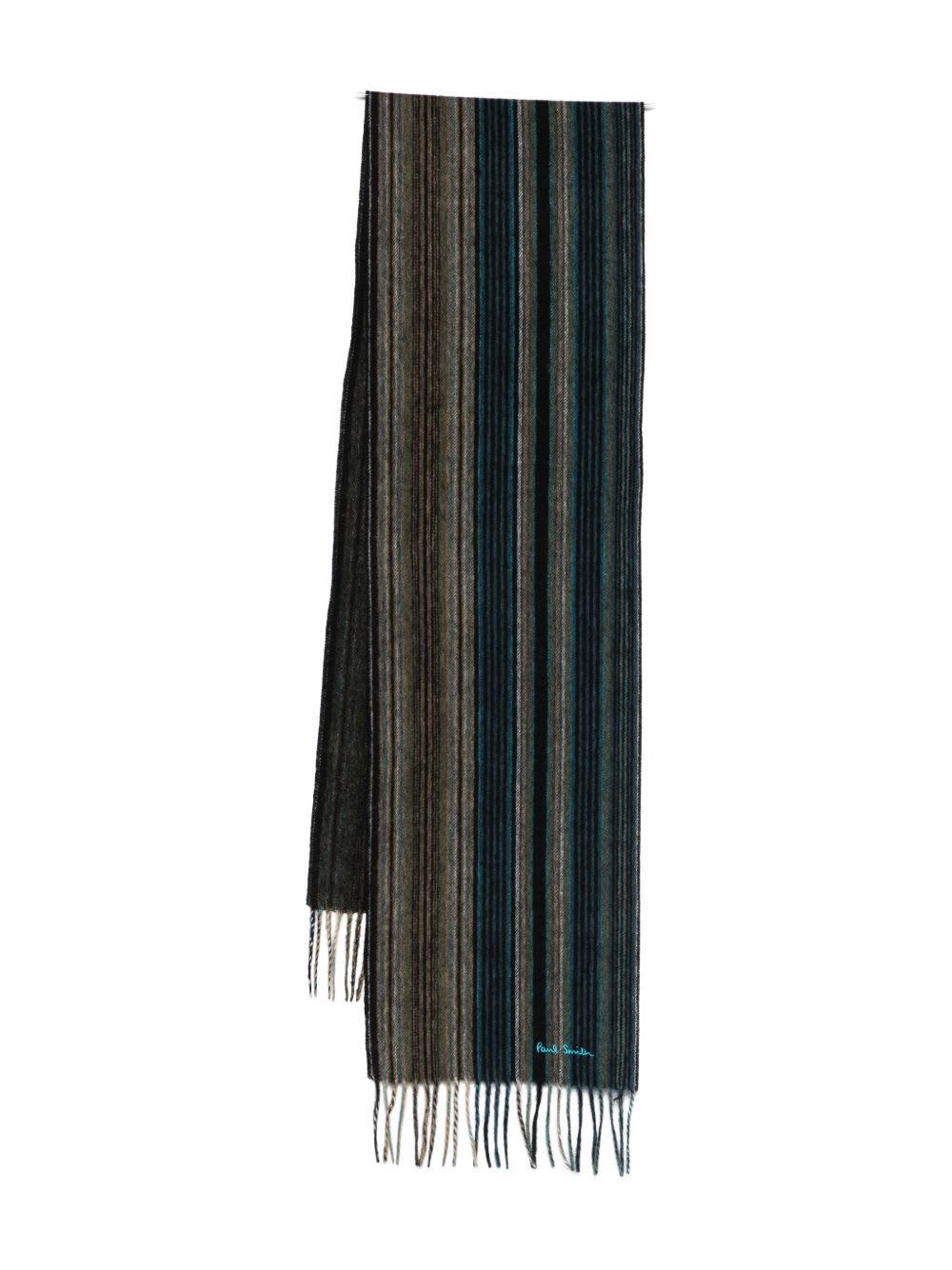 Paul Smith Striped Fringed Scarf In Multi