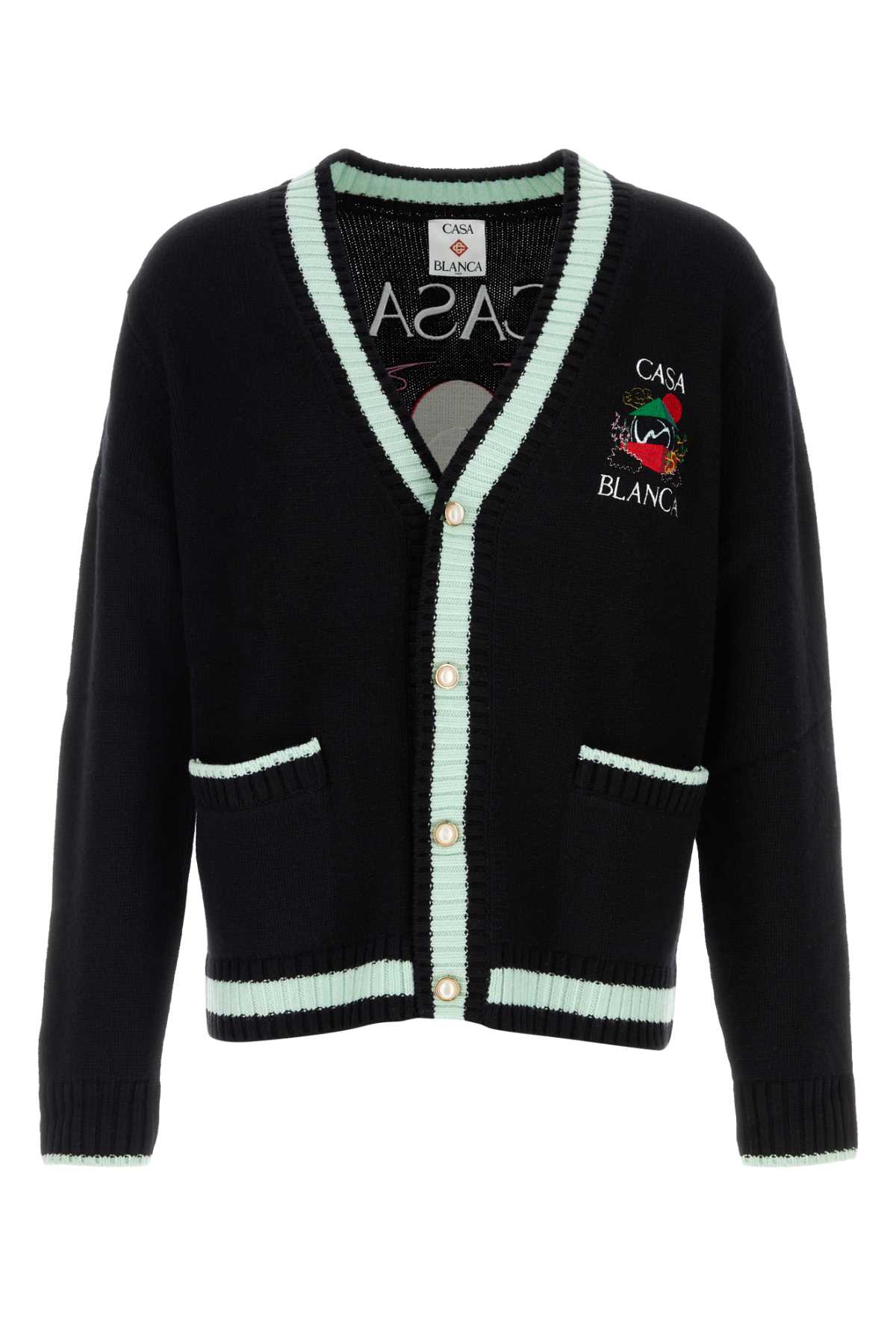 Black Wool Blend Cardigan