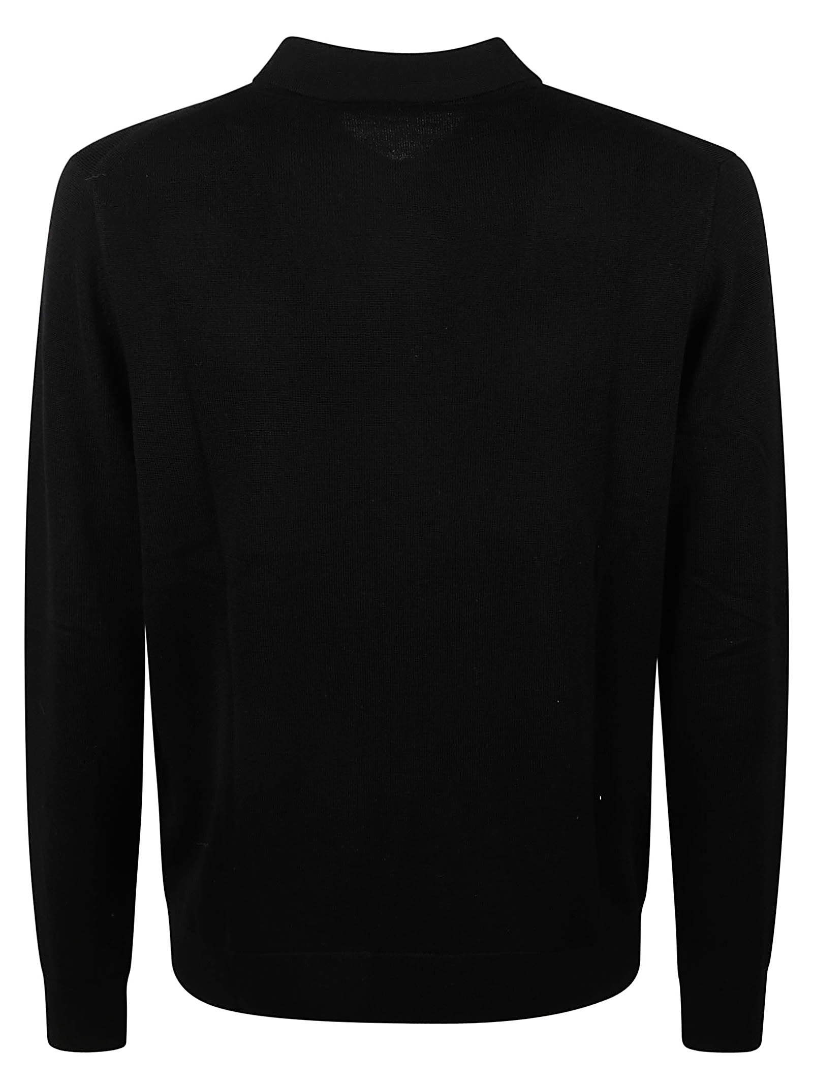 Michael Kors Logo Long-sleeved Polo Shirt In Black