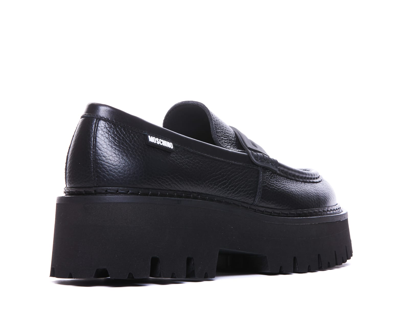 Shop Moschino Logo Platform Loafers In Black