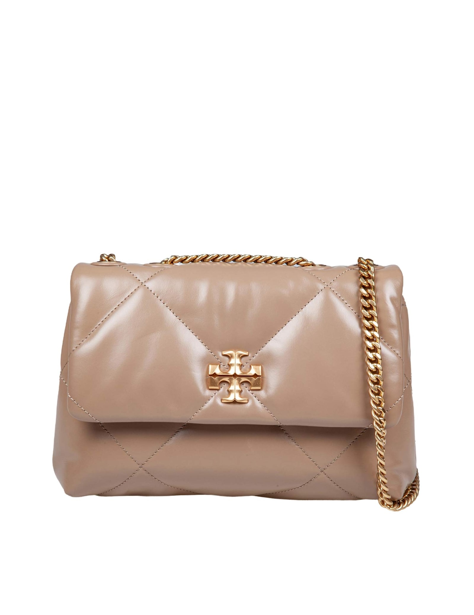 Shop Tory Burch Kira Small Diamond Quilted Taupe Color