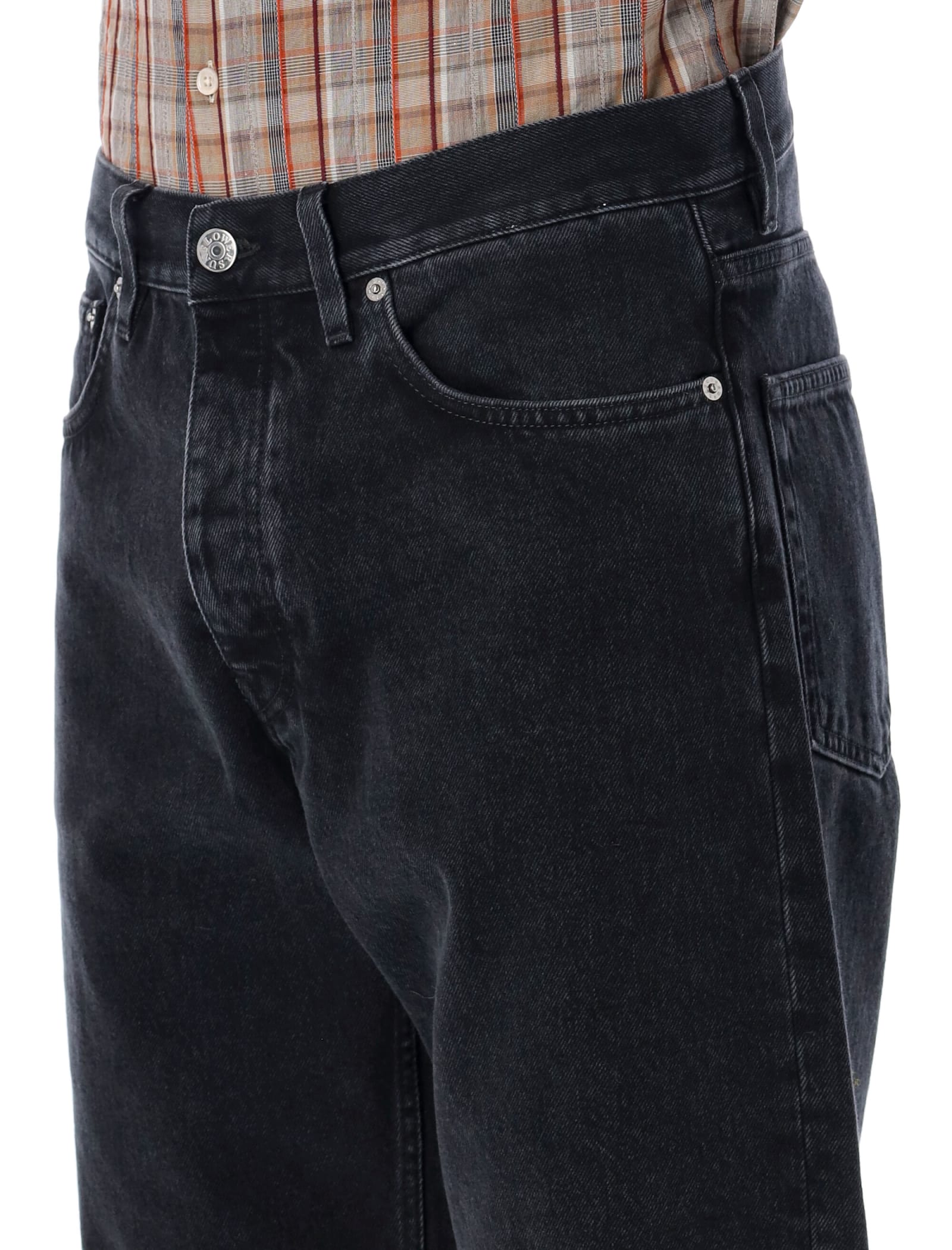 Shop Sunflower Loose Jeans In Wash Black 2